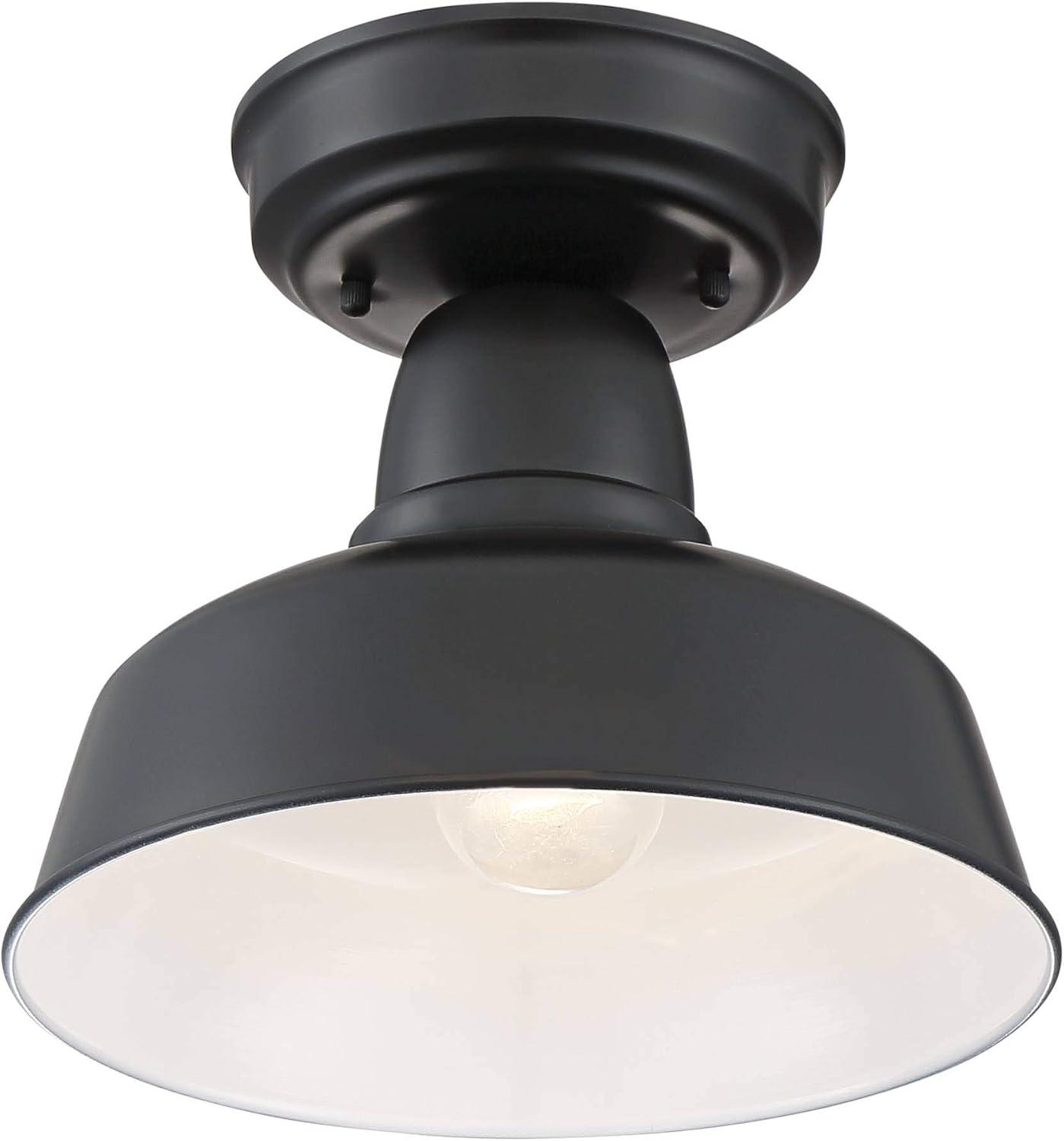 John Timberland Urban Barn Rustic Farmhouse Semi Flush Mount Outdoor Ceiling Light Black Metal 10 1/4" for Post Exterior Barn Deck House Porch Yard