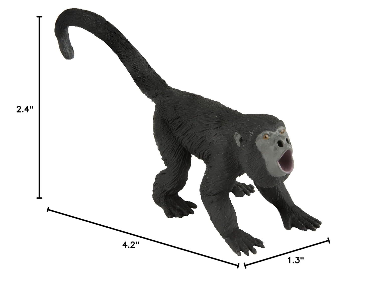 Hand-Painted Black and Gray PVC Howler Monkey Figurine