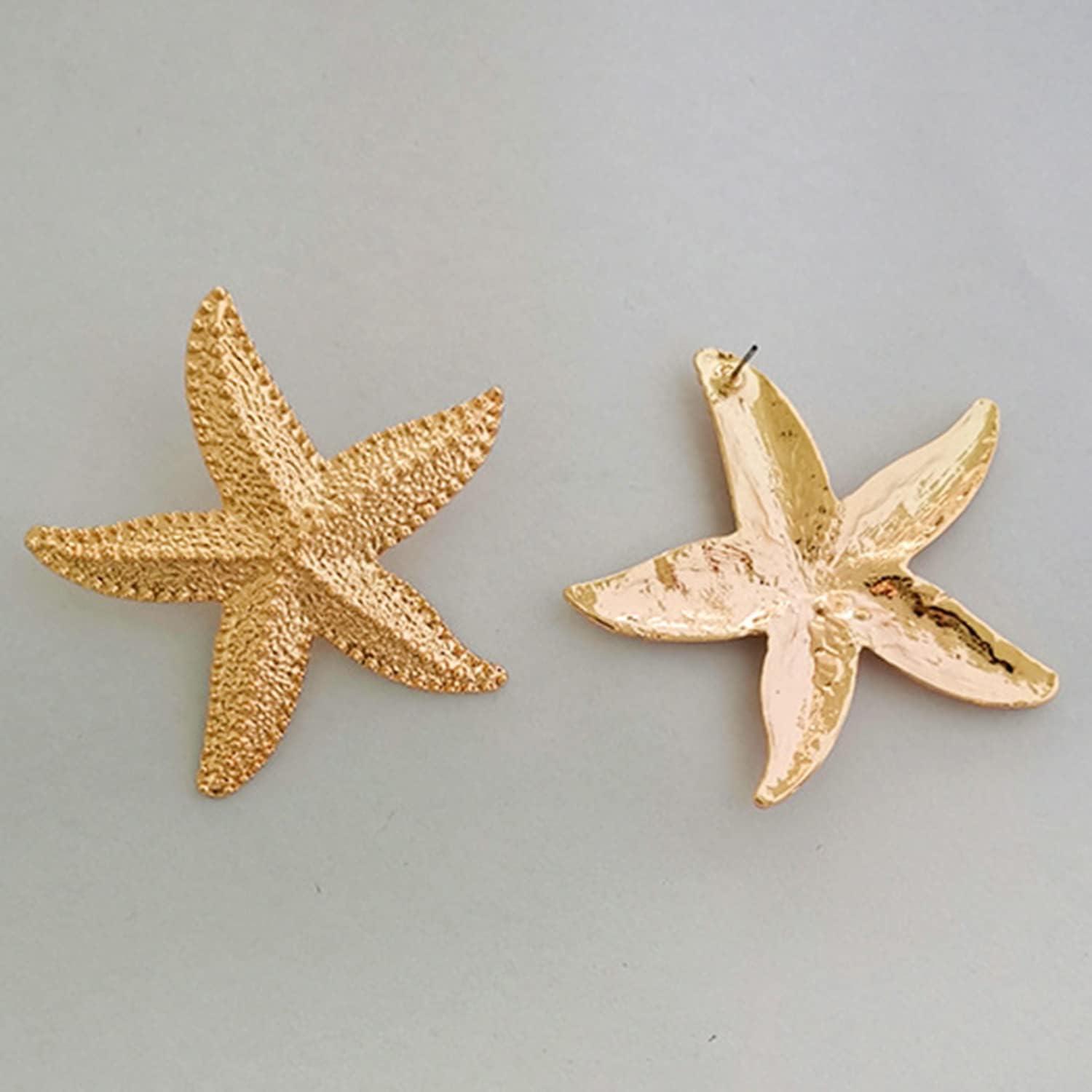 Punk Boho Starfish Earrings Starfish Statement Star Stud Earrings for Women Beach Ocean Summer Jewelry