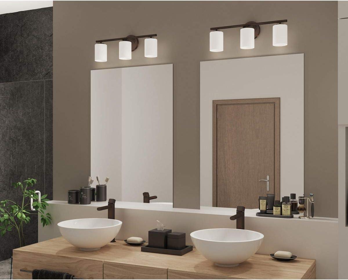 Progress Lighting Replay 3-Light Bath Vanity, Antique Bronze, Porcelain, Up/Down Mounting, Shade Included