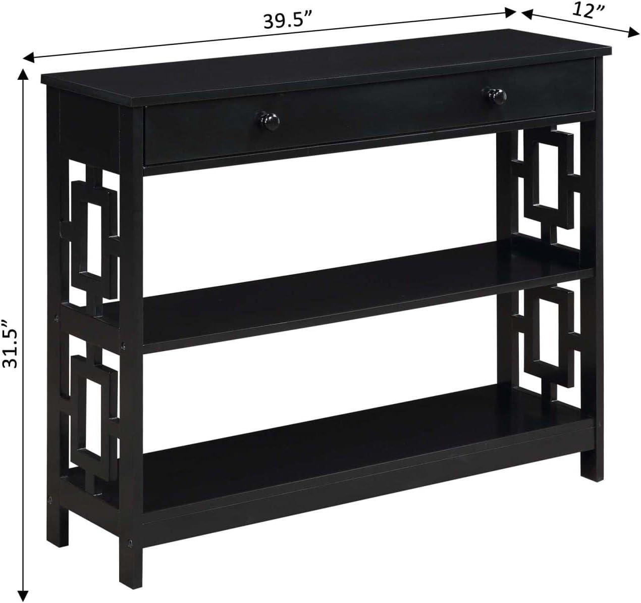 Convenience Concepts Town Square One-Drawer Console Table in Black Wood Finish