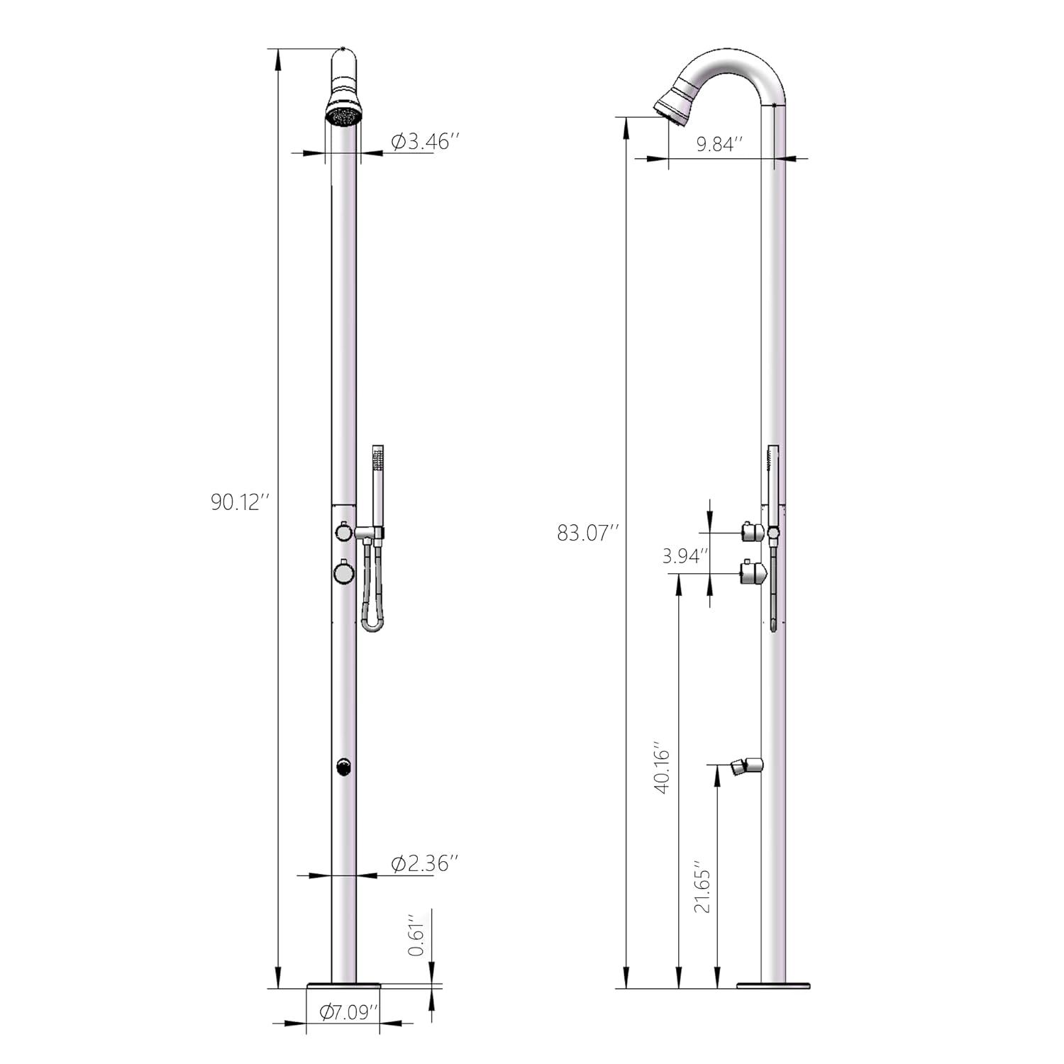 Stainless Steel Free Standing Outdoor Shower