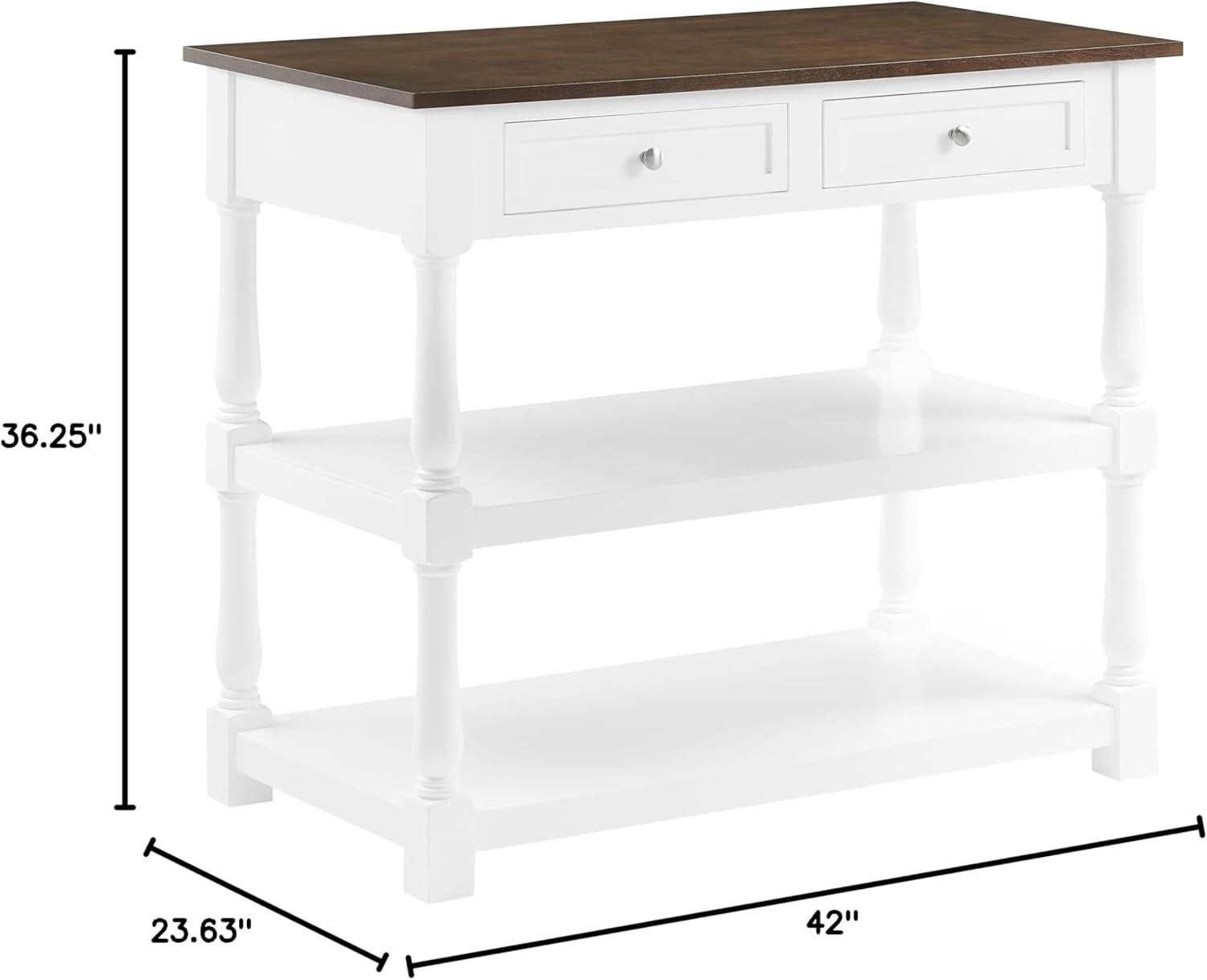 Crosley Furniture Caitlyn Wood Top Kitchen Island in White/Dark Brown