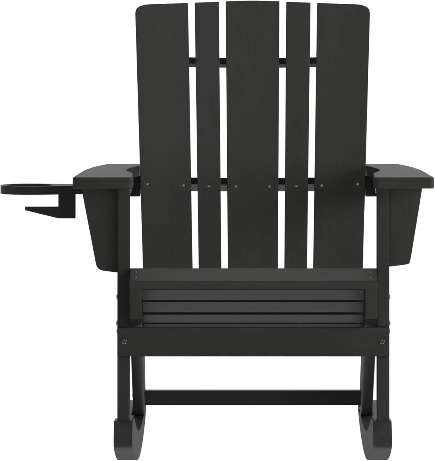 Flash Furniture Halifax HDPE Adirondack Chair with Cup Holder and Pull Out Ottoman, All-Weather HDPE Indoor/Outdoor Chair