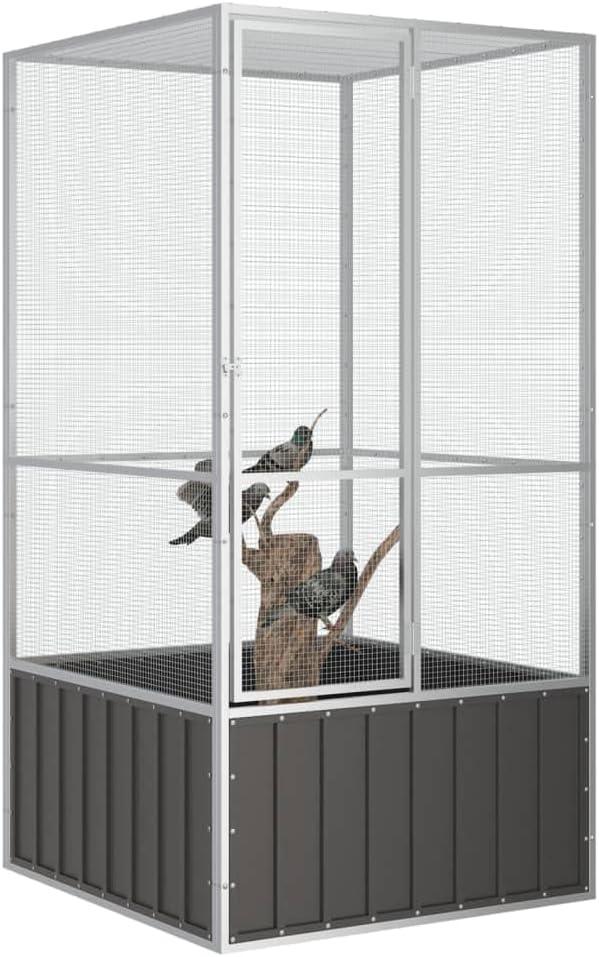 Large Anthracite Galvanized Steel Outdoor Bird Aviary