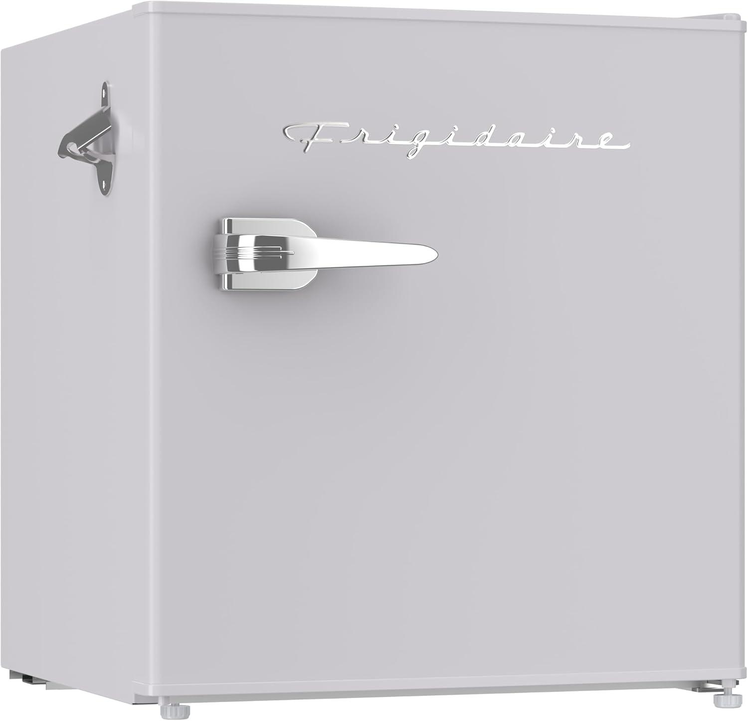 Frigidaire 1.6 cu ft Retro Fridge With Side Bottle Opener Moonbeam: Compact Dorm & Skincare Refrigerator-Freezer, Manual Defrost