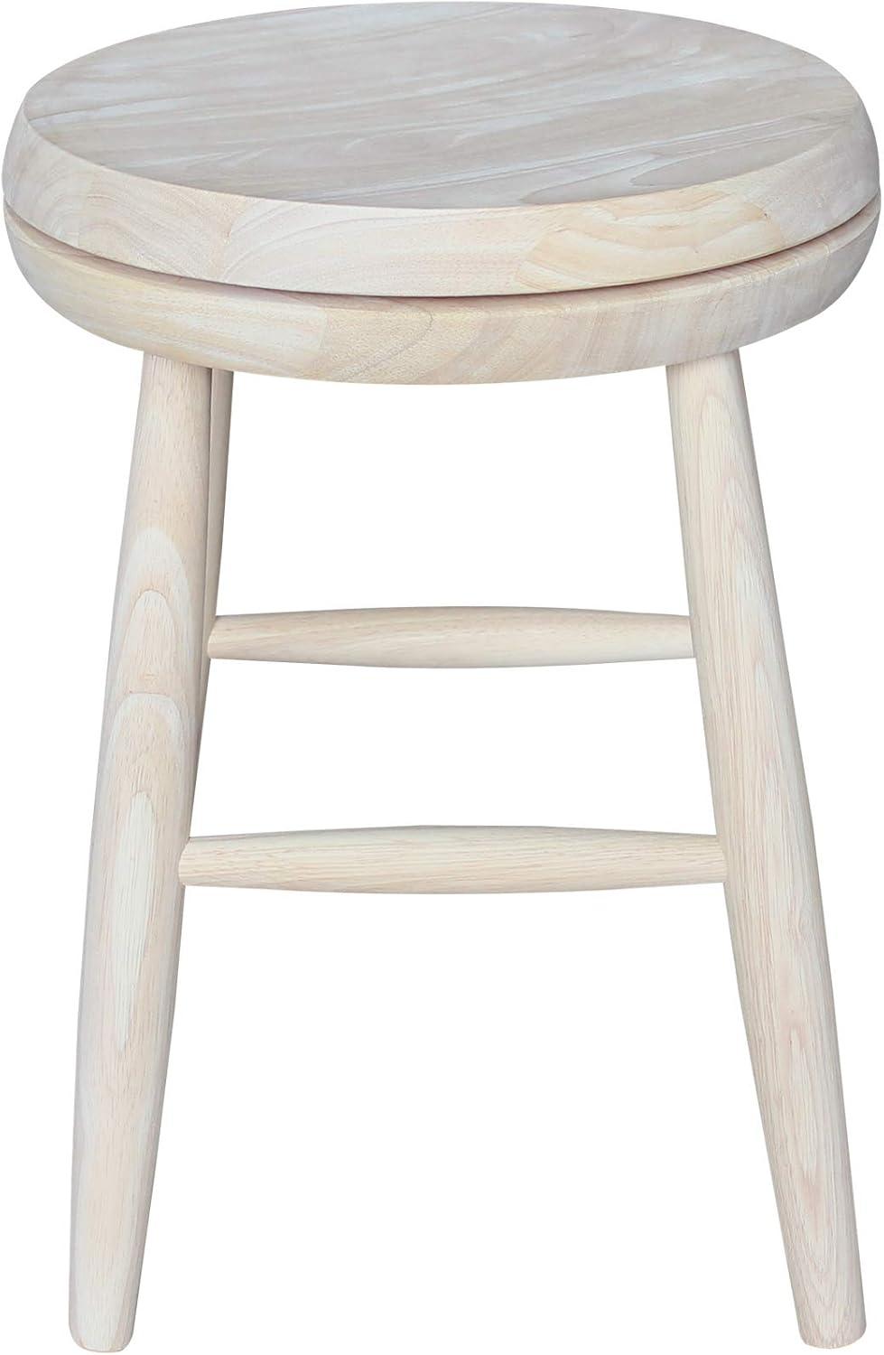 Jonathan Swivel Scooped Seat 18" Stool - Unfinished - International Concepts: Solid Wood, Round, No Assembly Required