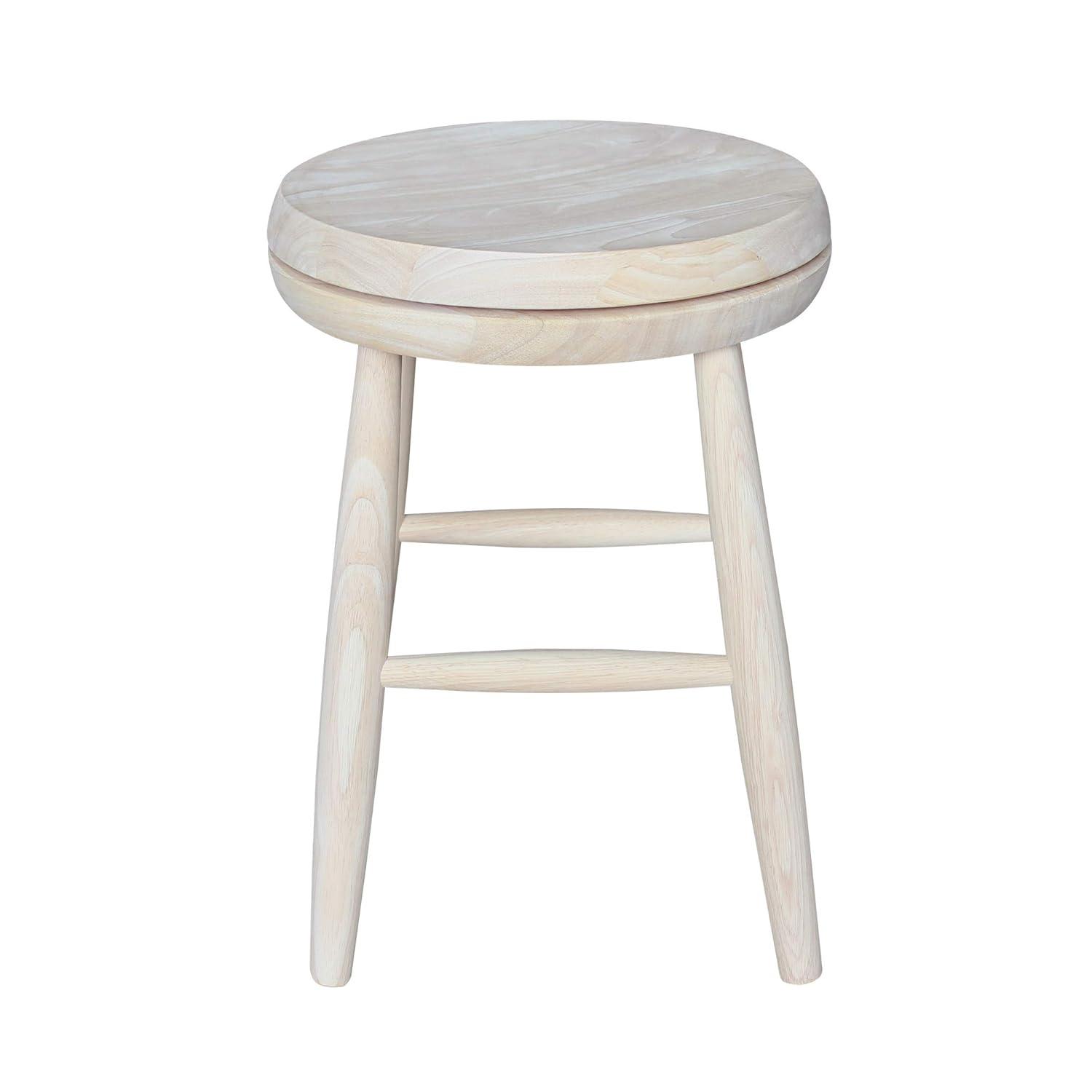 Jonathan Swivel Scooped Seat 18" Stool - Unfinished - International Concepts: Solid Wood, Round, No Assembly Required