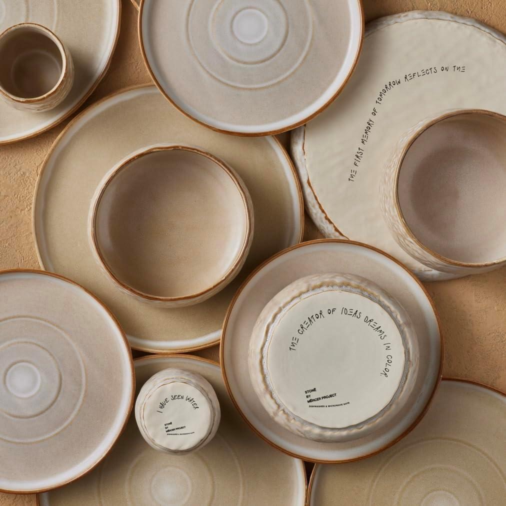 Stone by Mercer Project Shosai Stoneware Dinnerware Set Tan - 32 Piece