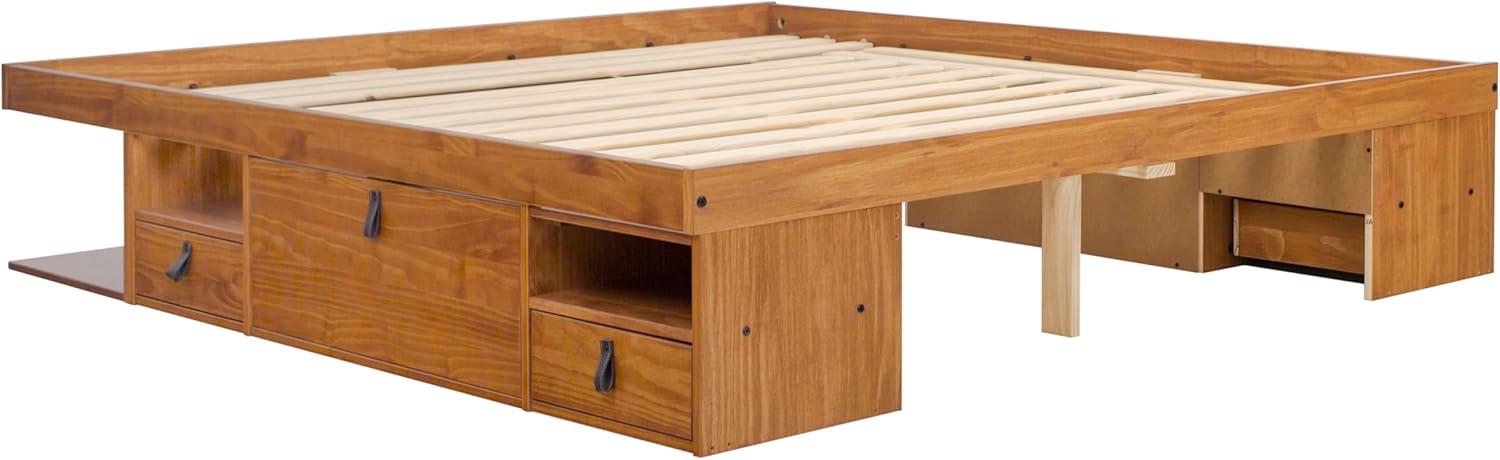 Memomad Bali Storage Platform Sturdy Bed Frame with Drawers & More (King Size, Oak Brown Wood)