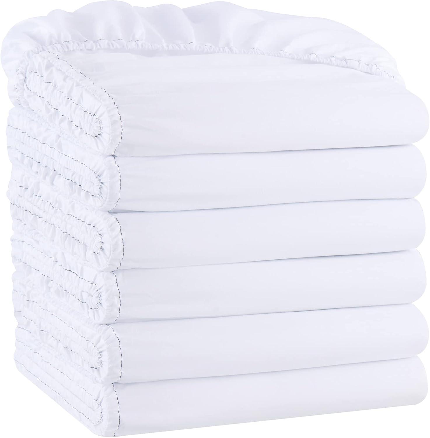 Host & Home Brushed Microfiber Fitted Sheets - Bedding Essentials - Queen - (6 Pack) White