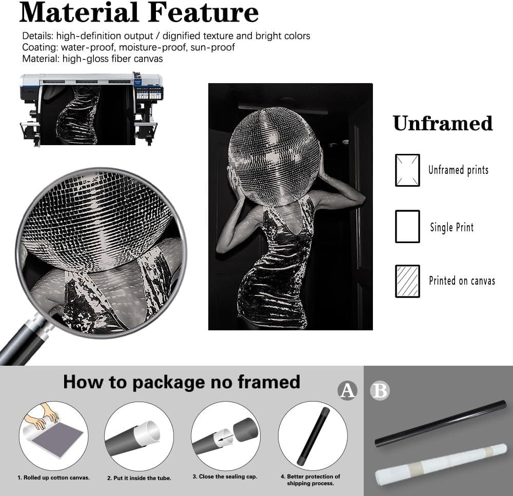 Music Aesthetics Poster Prints Funny Black and White Canvas Wall Art Trendy Retro Music Party Funky Wall Decor for Living Room Bar 12x16in Unframed