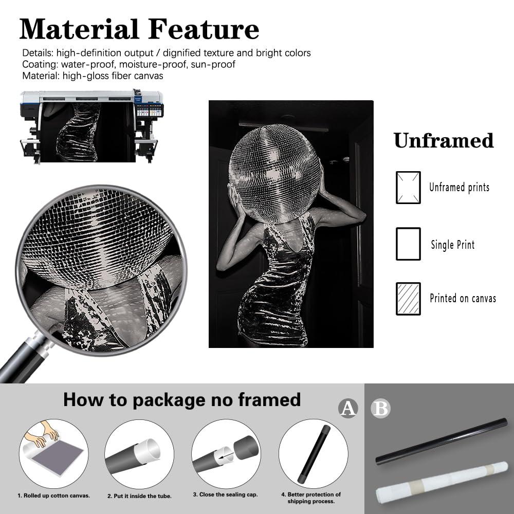 Music Aesthetics Poster Prints Funny Black and White Canvas Wall Art Trendy Retro Music Party Funky Wall Decor for Living Room Bar 12x16in Unframed