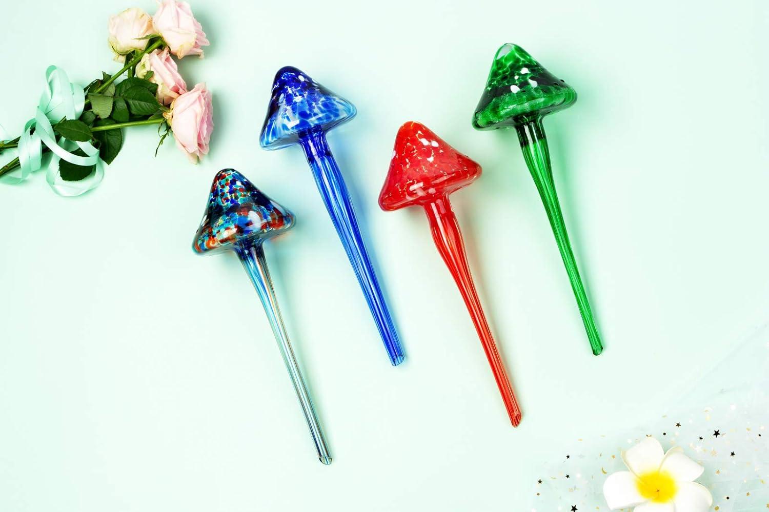 Colorful Glass Mushroom Self-Watering Plant Stakes