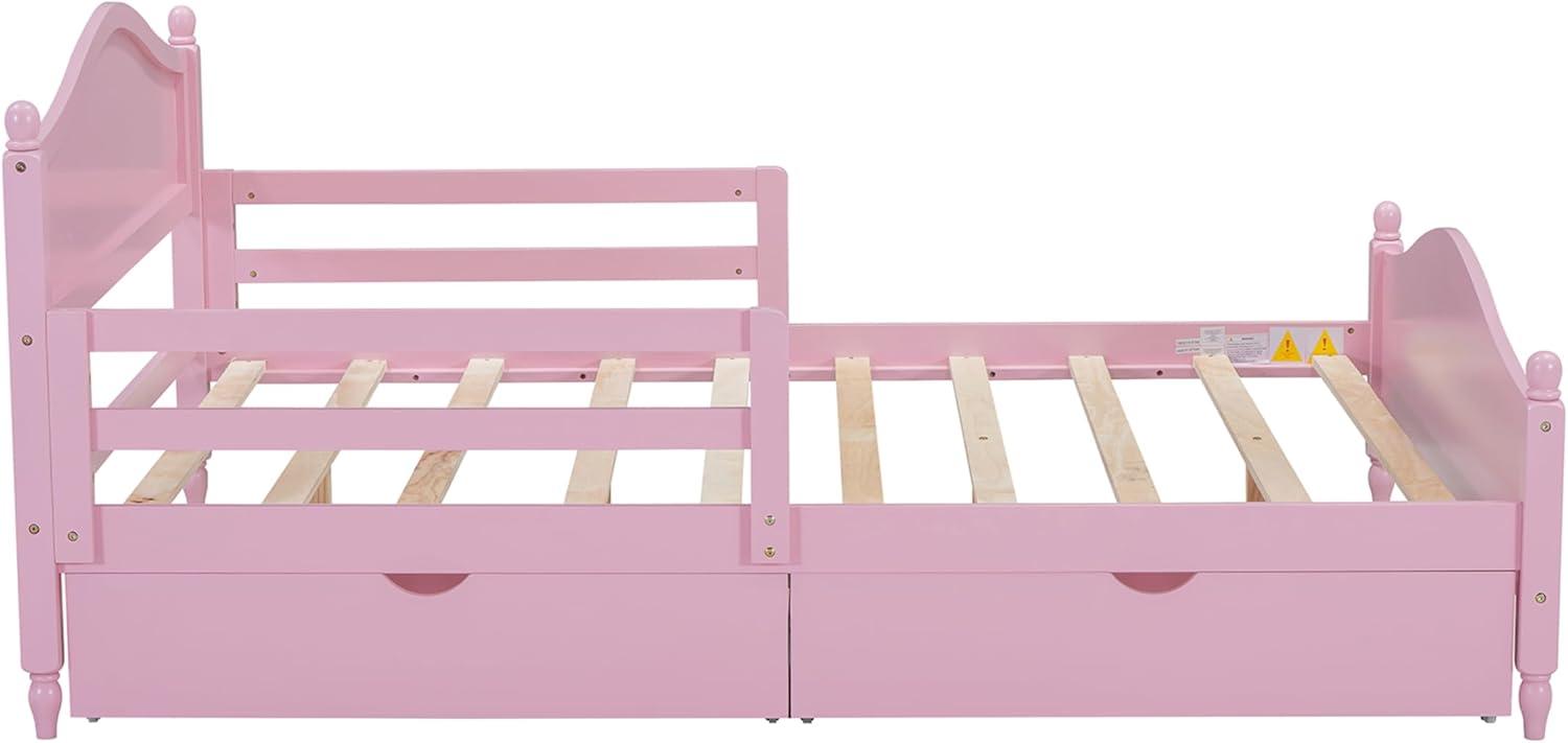Harper & Bright Designs Kids Full Storage Bed Frame with 2 Drawers and Rails, Wood Platform Beds with Headboard and Footboard, Full Size Bed with Slat Support for Boys Girls,No Box Spring Needed,Pink