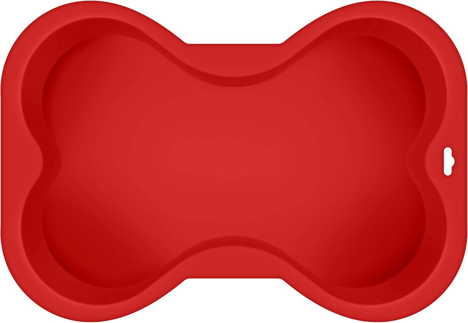 Red Non-stick Silicone Dog Bone Shaped Cake Pan