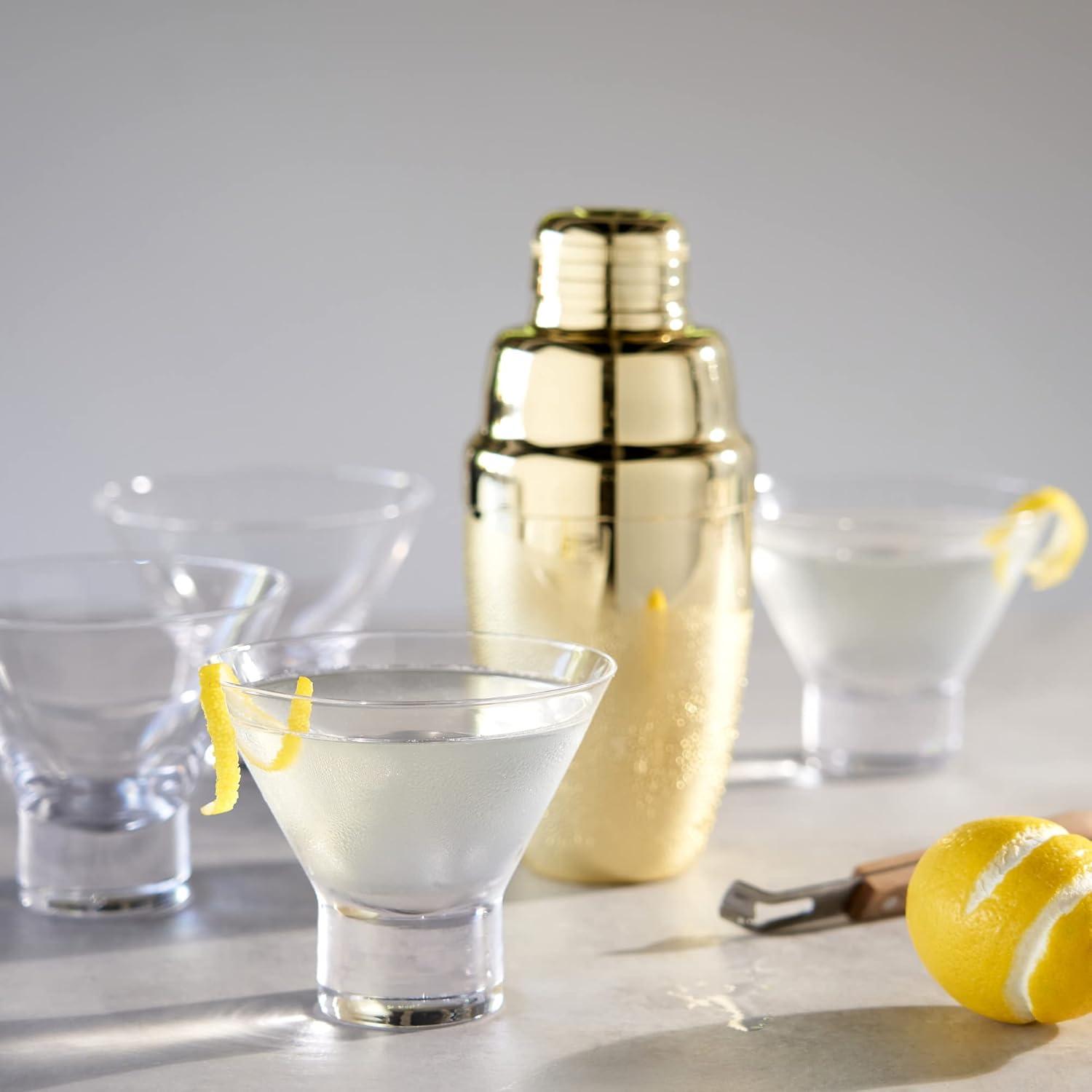 Viski Raye Heavy Base Crystal Stemless Martini Glasses