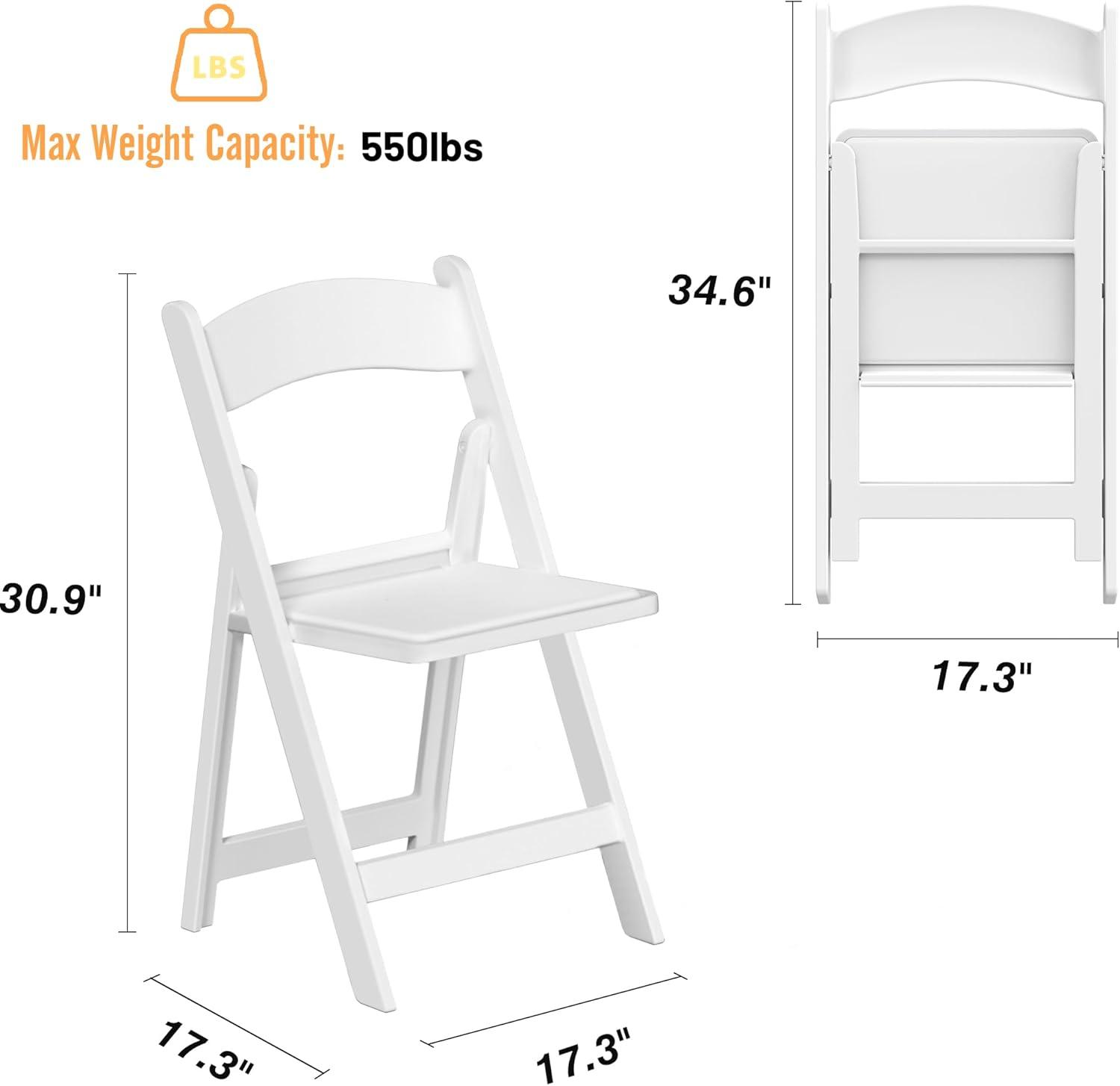 Kids White Resin Folding Chair with Vinyl Padded Seat