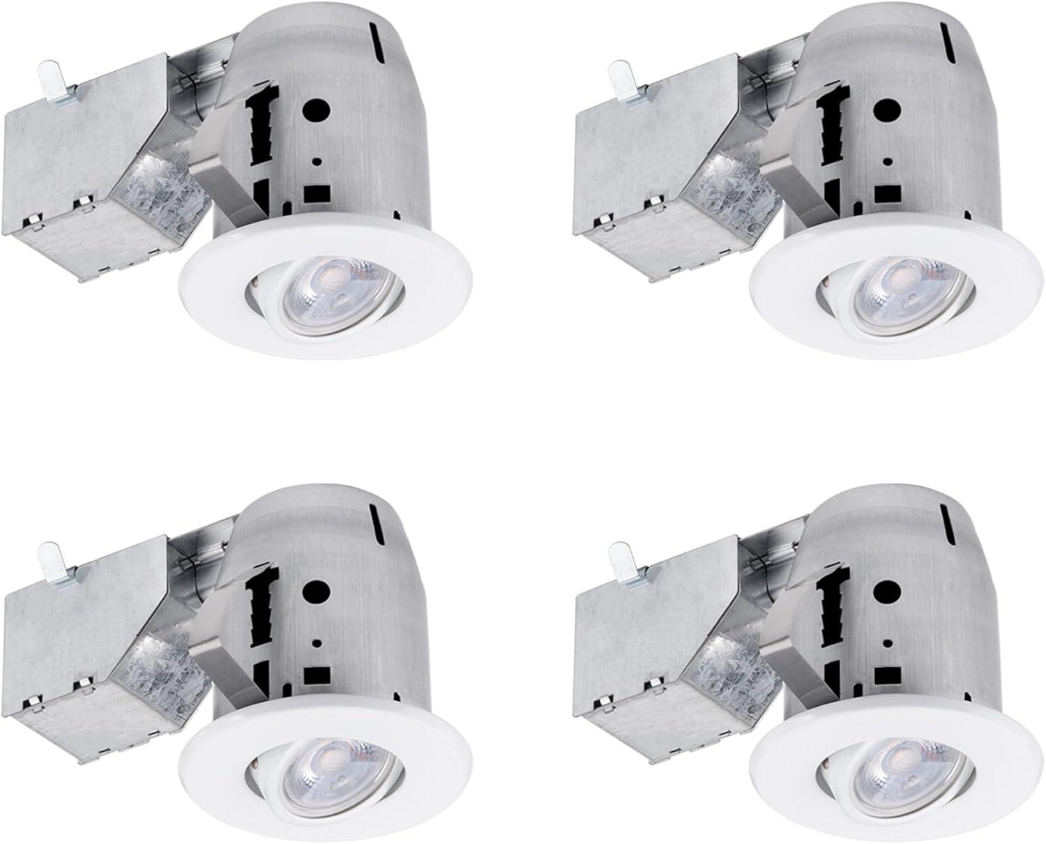 Globe Electric 3 in. White Swivel Recessed Lighting Kit, LED Bulbs Included, 90718