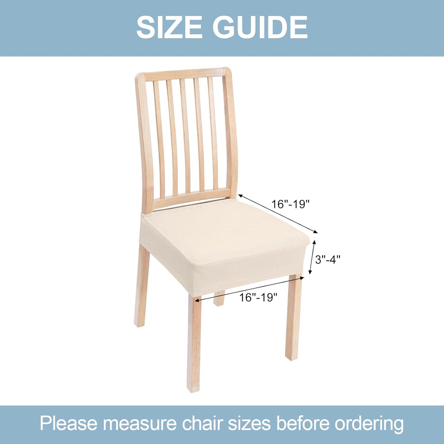 Smiry Dining Chair Seat Covers Stretch Jacquard Chair Slipcover with Ties (Set of 6, Beige)