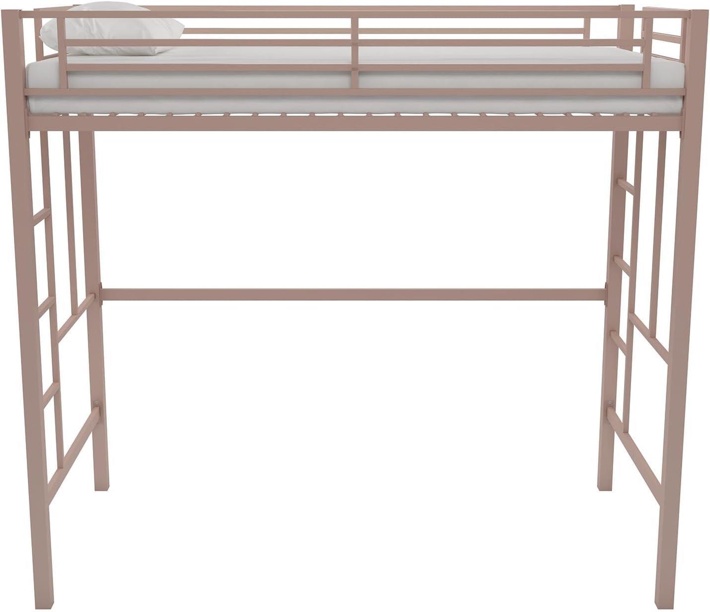 Your Zone Brittain Twin Metal Loft Bed, Pink