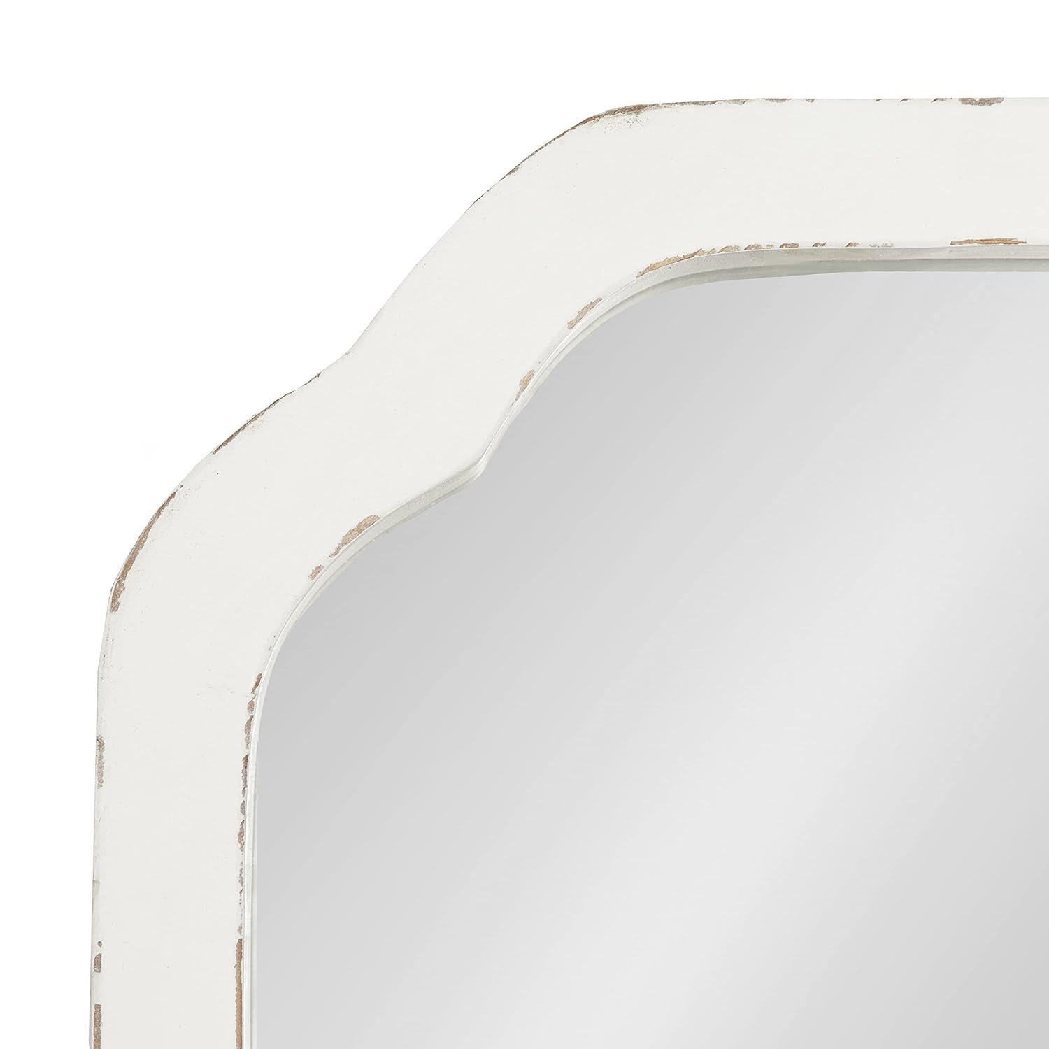 Kate & Laurel All Things Decor 18"x24" Marston Farmhouse Rectangle Wall Mirror White: No Assembly, Wood Frame, Wall Mount