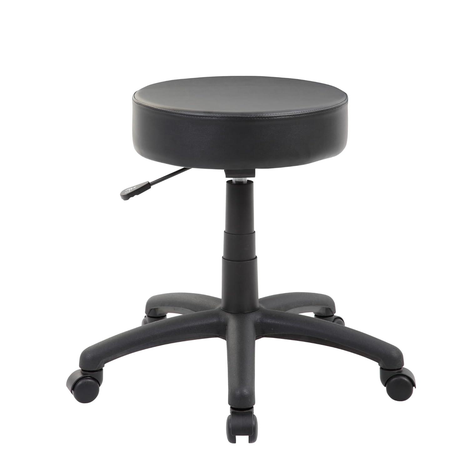 Boss Office Products Dot Faux Leather Swivel Drafting Stool in Black
