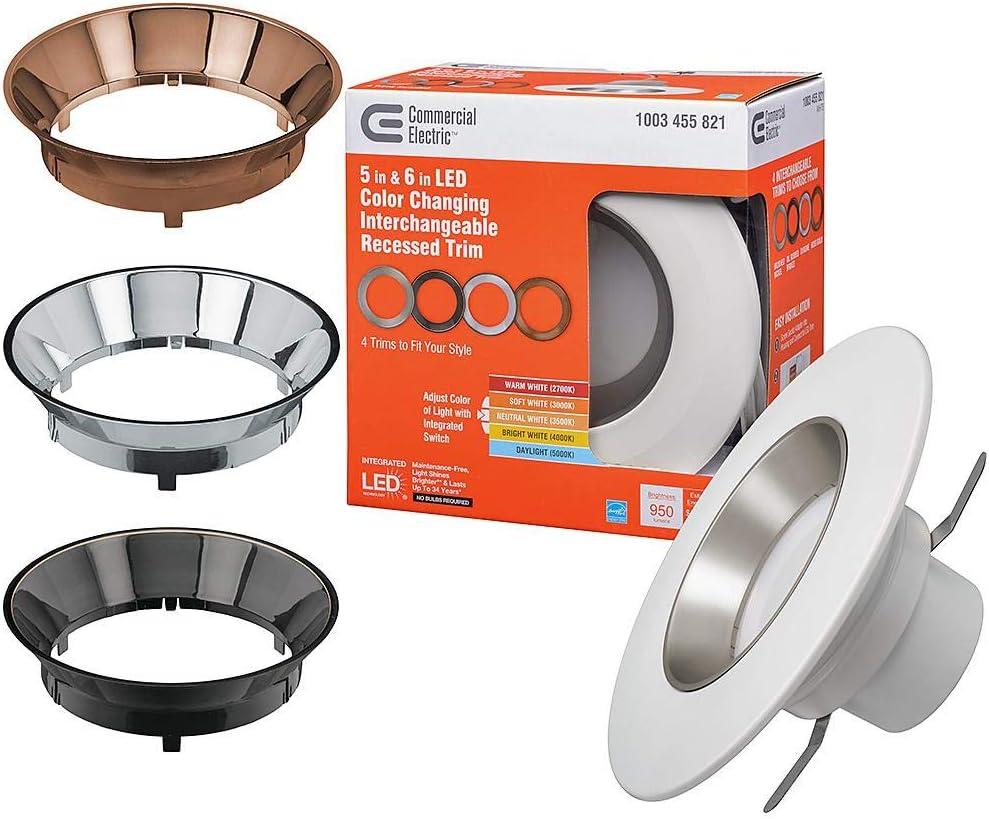 5"/6" White Brushed Nickel LED Recessed Downlight with Interchangeable Trims