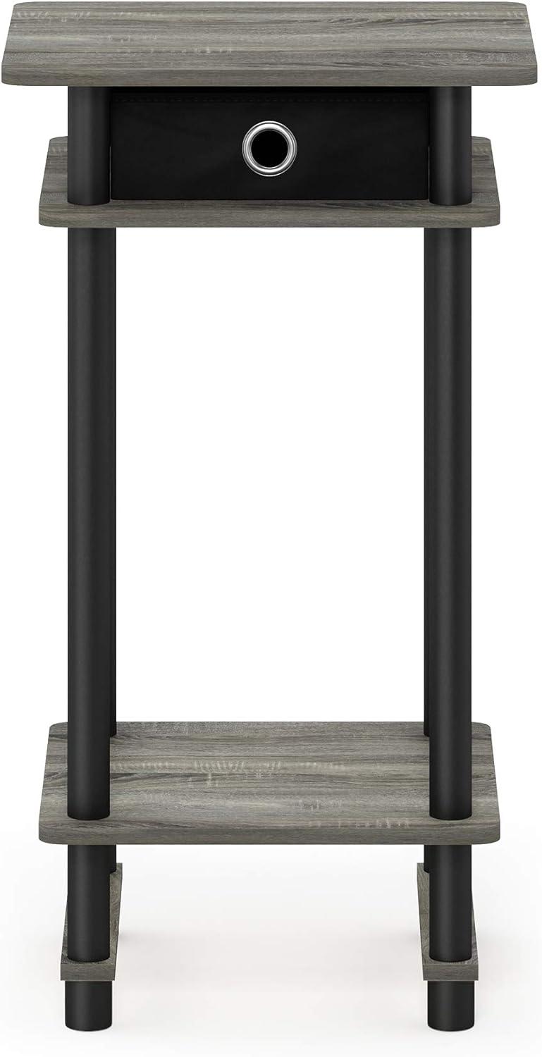 Furinno 17017 Turn-N-Tube Tall End Table with Bin, French Oak Grey/Black