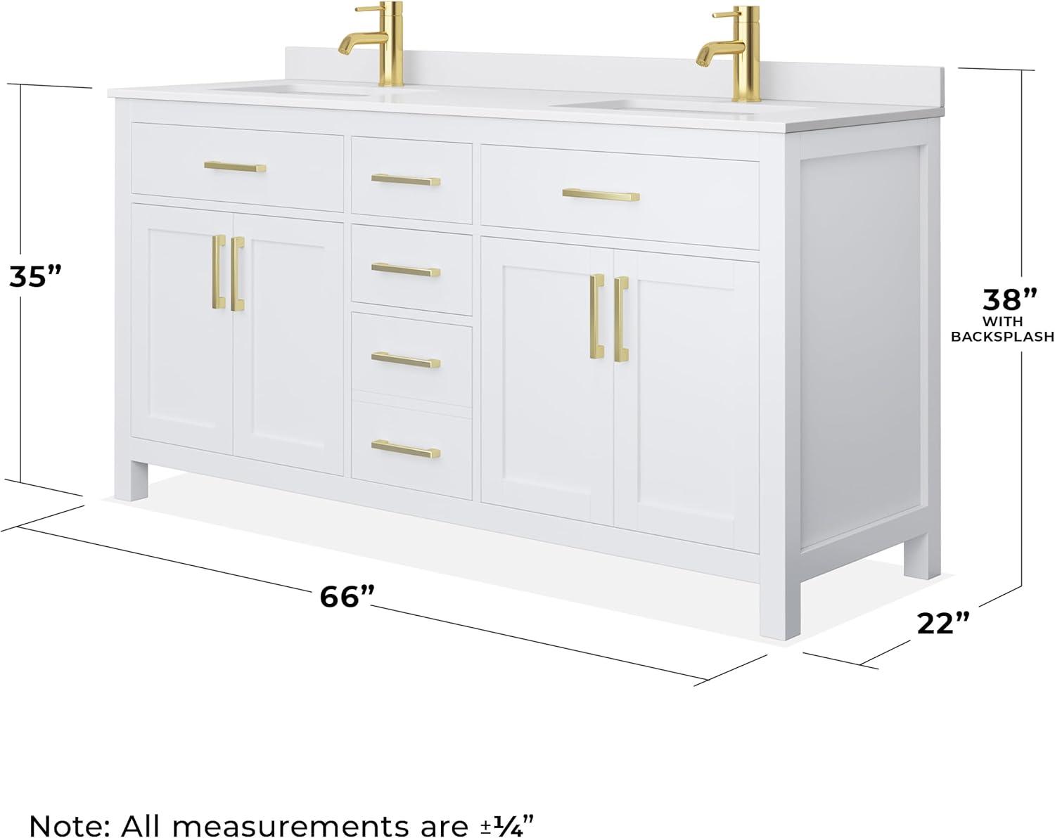 Beckett 66" Freestanding Double Bathroom Vanity with Cultured Marble Top