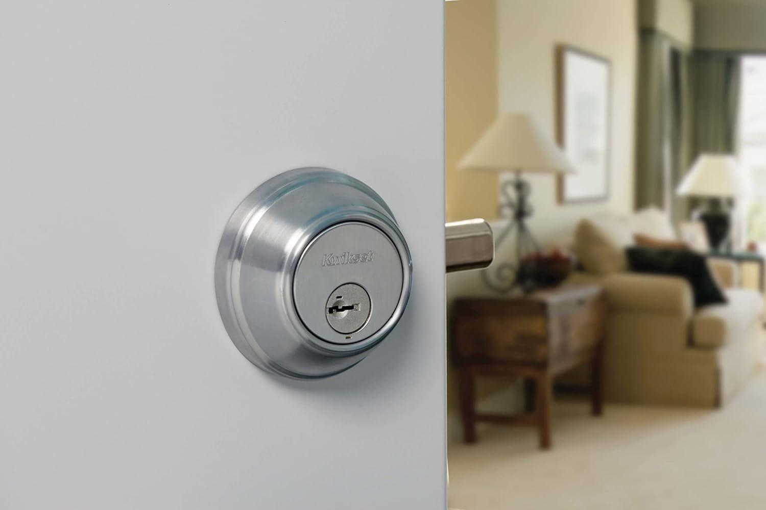 Kwikset SmartKey Satin Nickel Metal Deadbolt