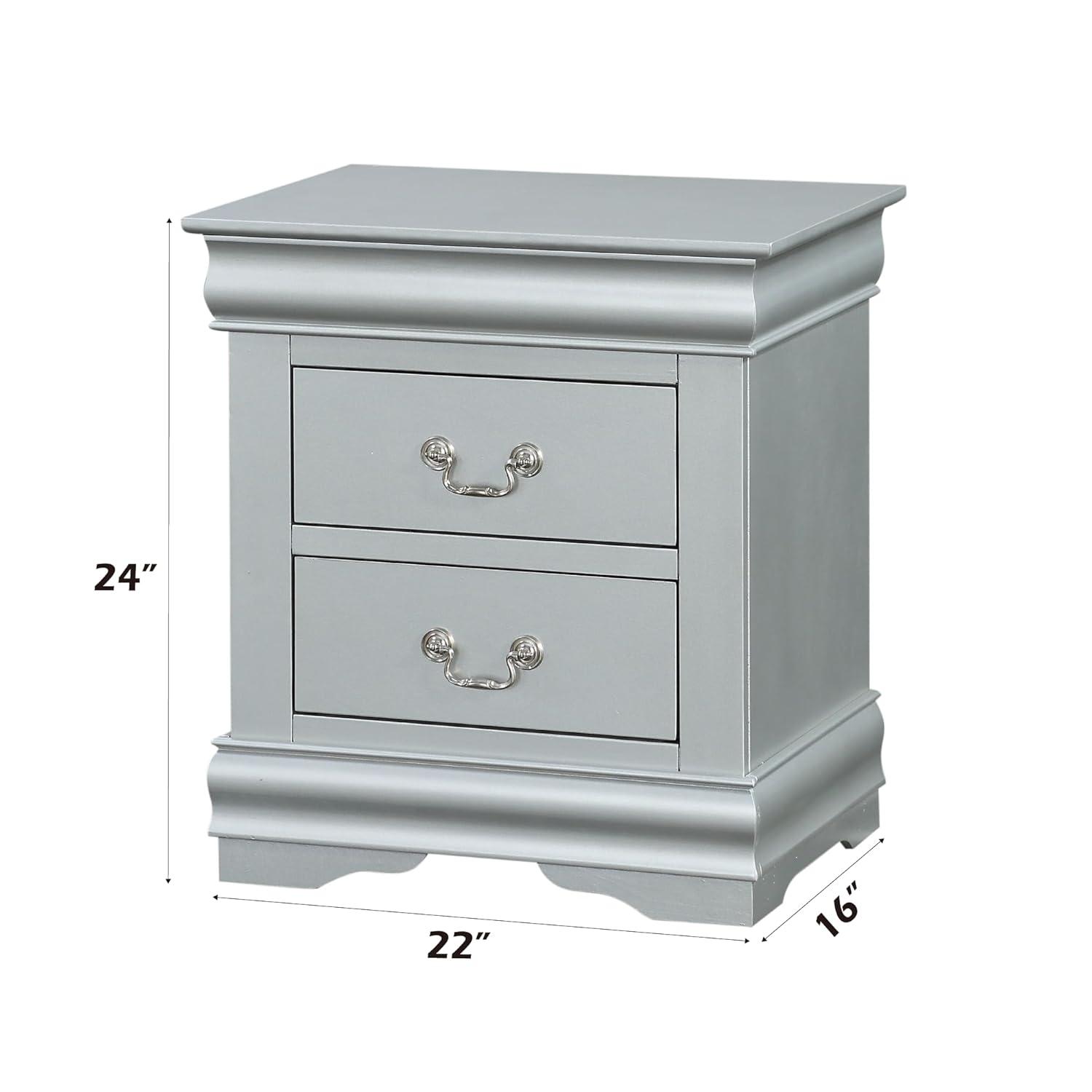 Acme Furniture Louis Philippe III Nightstand Platinum Finish