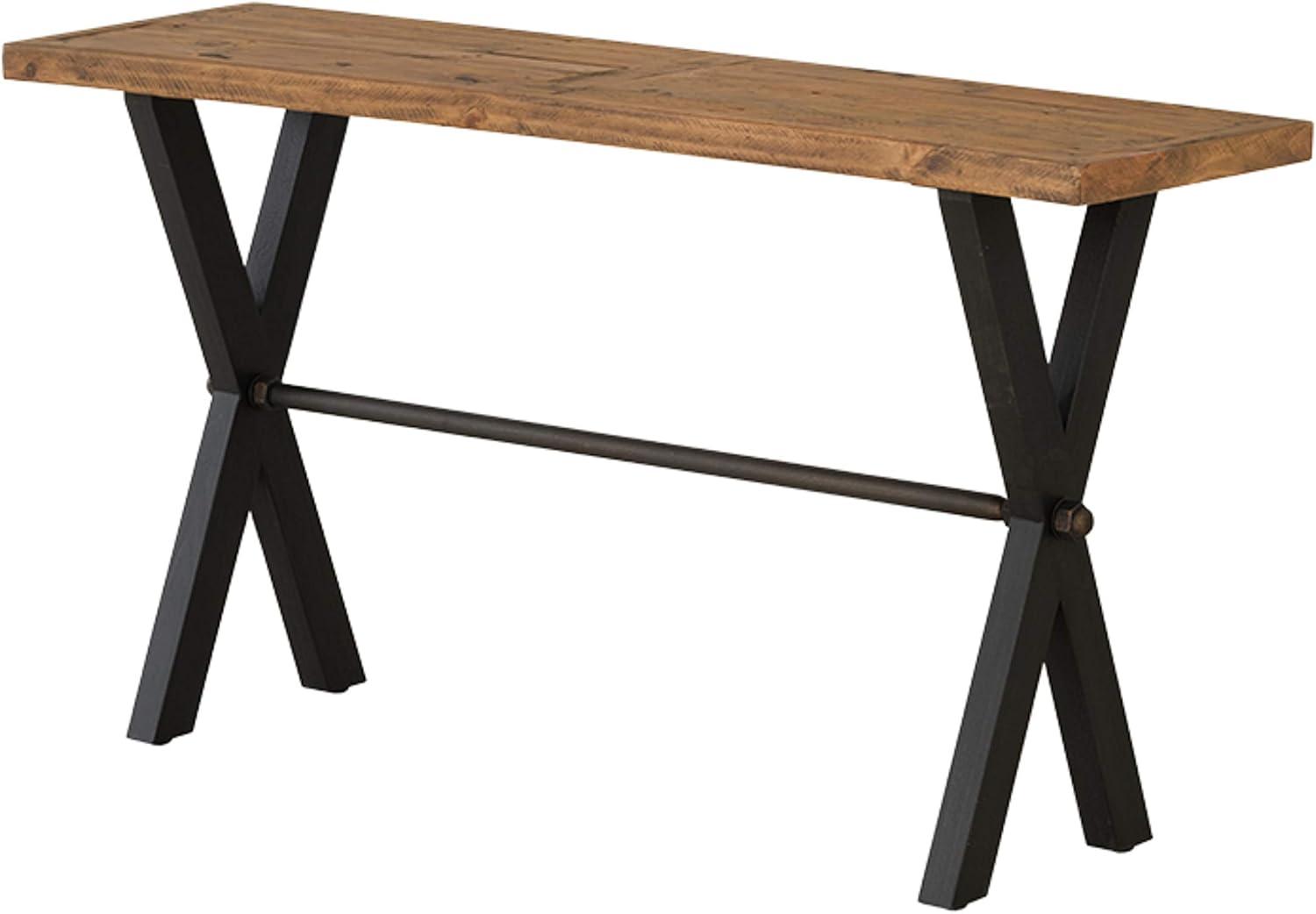 Cortesi Home Austin Console Table, Solid Reclaimed Wood with Black Wood Legs, Honey Pine