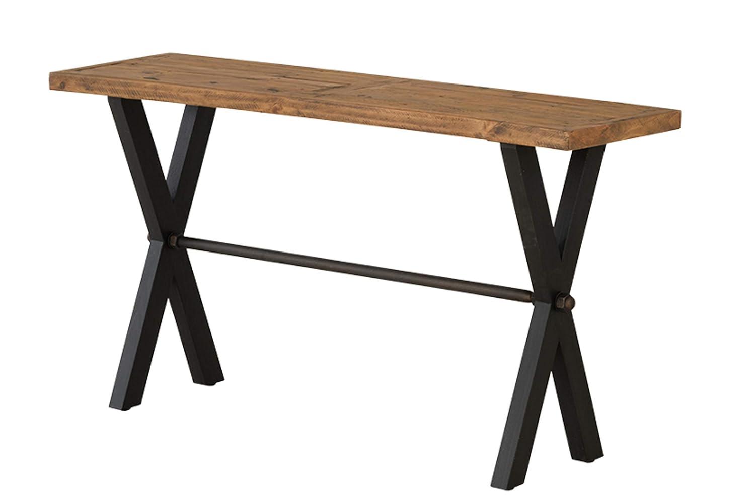 Cortesi Home Austin Console Table, Solid Reclaimed Wood with Black Wood Legs, Honey Pine