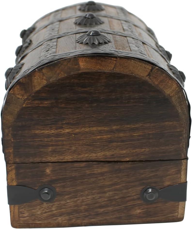 Medium Brown Teak and Mango Wood Treasure Chest with Iron Accents