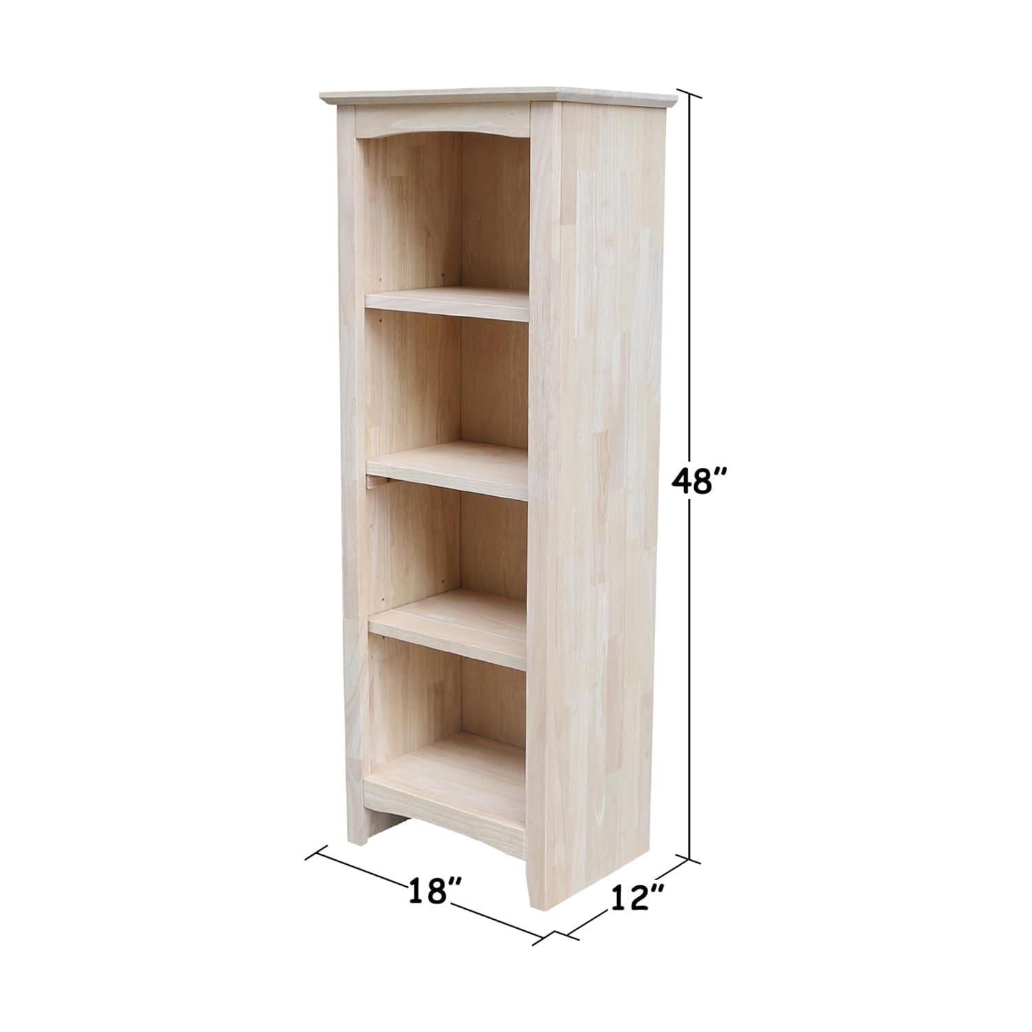 48" Shaker Bookcase Unfinished Brown - International Concepts: Solid Parawood, 3-Tier Storage
