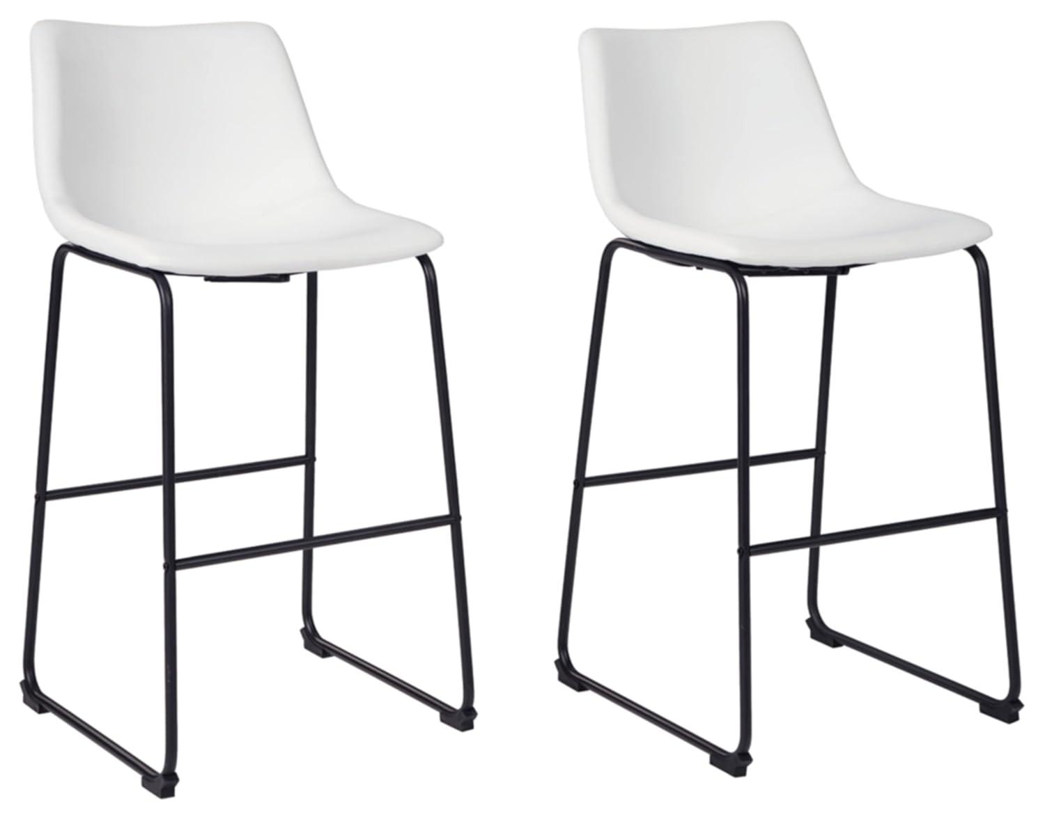 Centiar Pub Height Barstool White: Vintage Faux Leather, Metal Base - Signature Design by Ashley