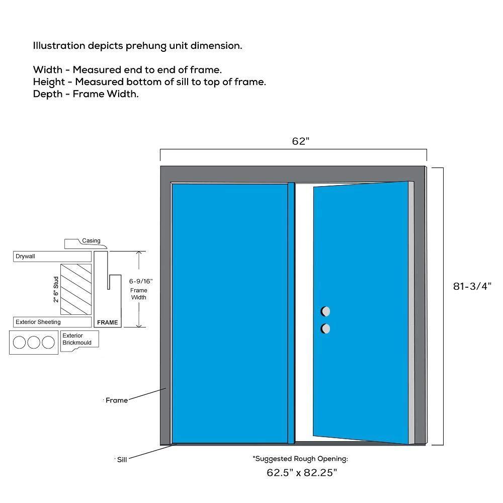 National Door Company 60 in. x 80 in. Right-Hand 6-Panel Classic Primed Steel Prehung Front Door on 6-9/16 in. Frame