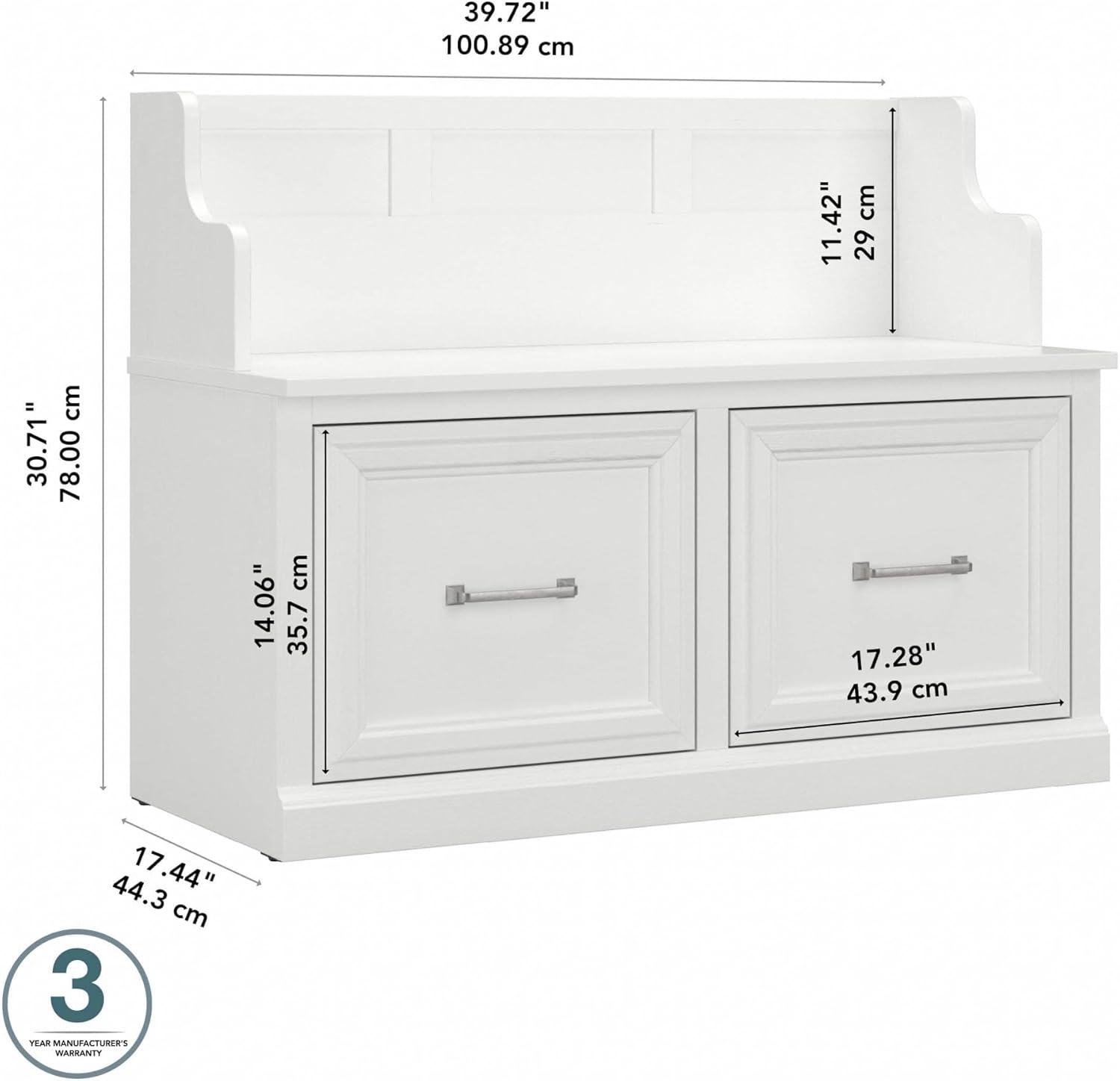 Transitional White Ash Engineered Wood Storage Bench with Euro Hinges