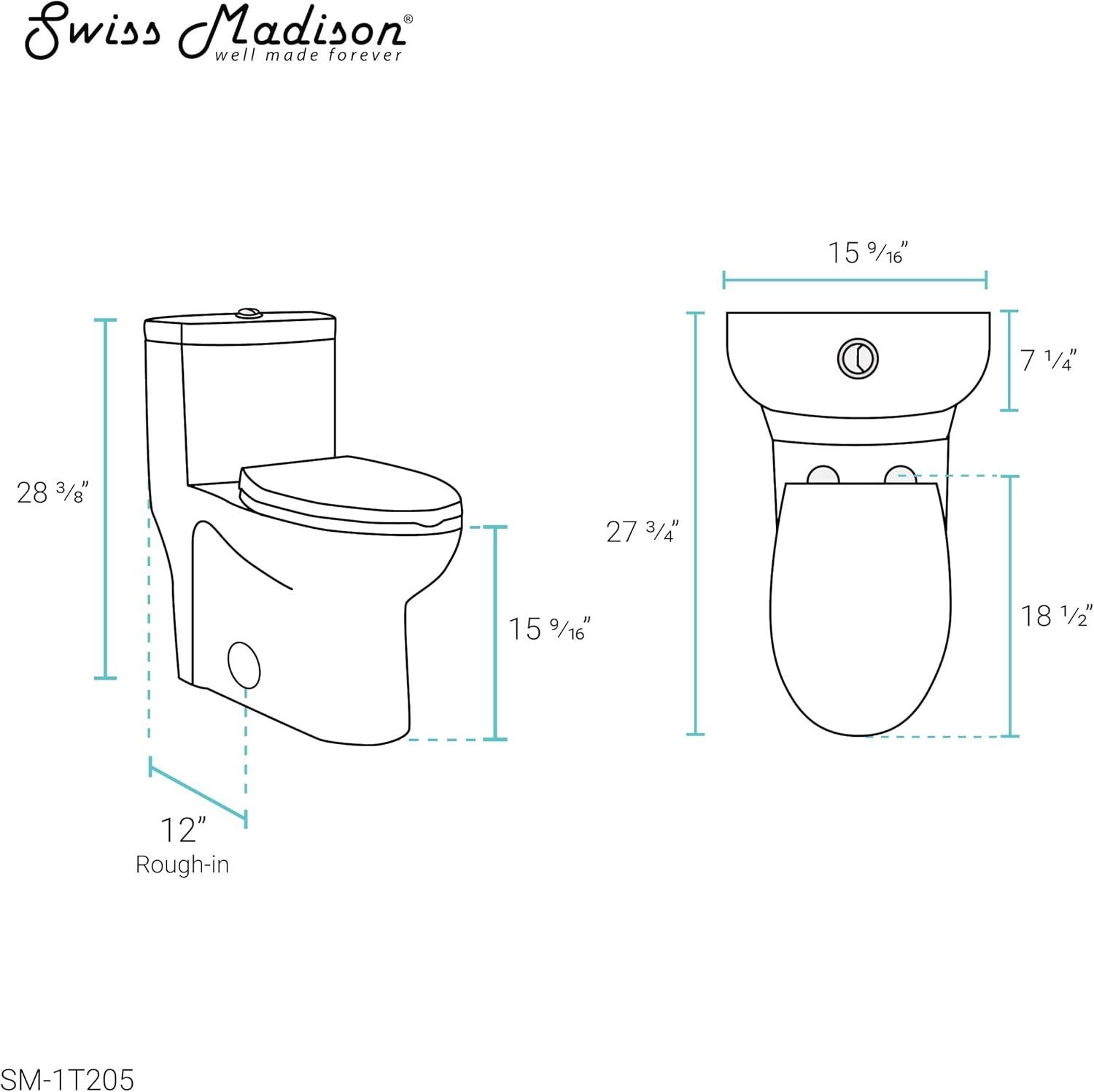 Sublime One-Piece Elongated Dual-Flush Handle Toilet 1.28 gpf