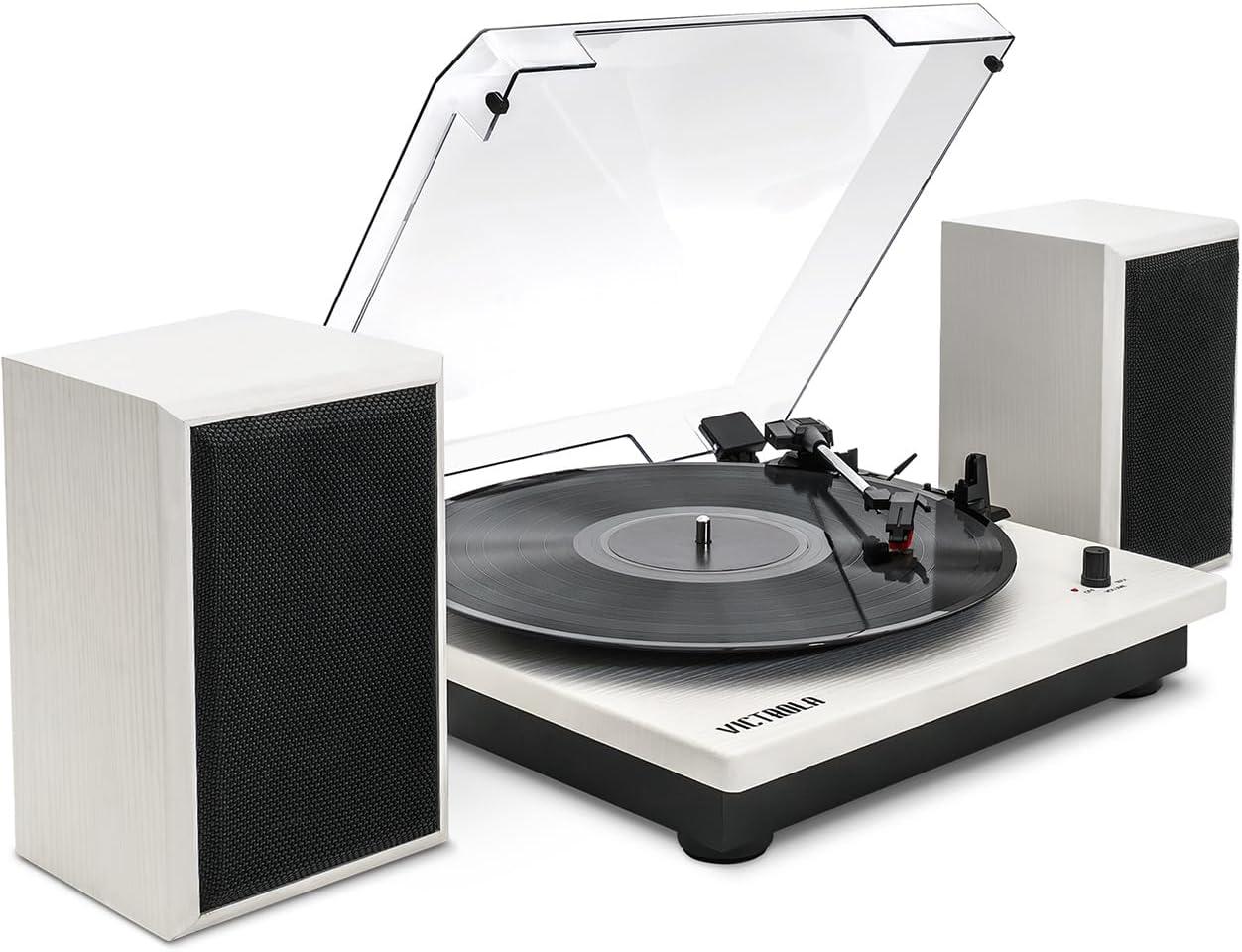 Victrola Montauk Bluetooth Record Player with 3 speed Turntable and Bookshelf Speakers