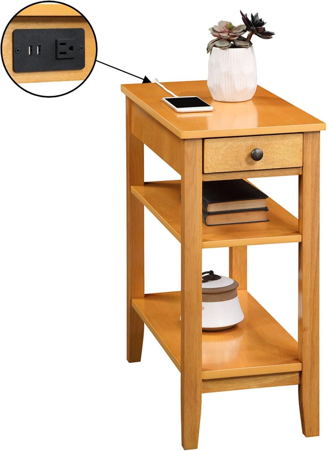 Convenience Concepts American Heritage End Table/Charging Station, Natural