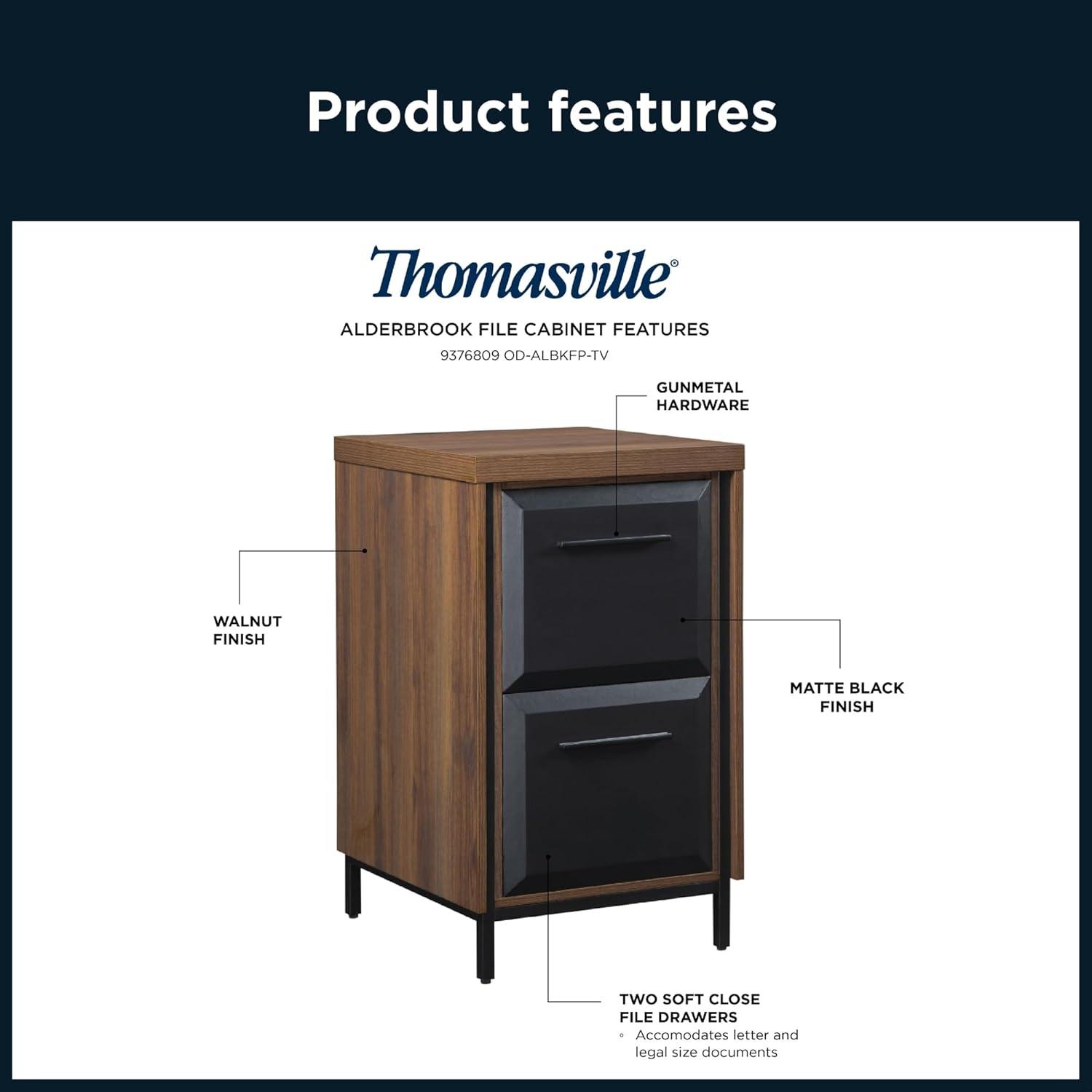 Thomasville® Alderbrook 21"D Vertical 2-Drawer File Cabinet, Walnut/Matte Black