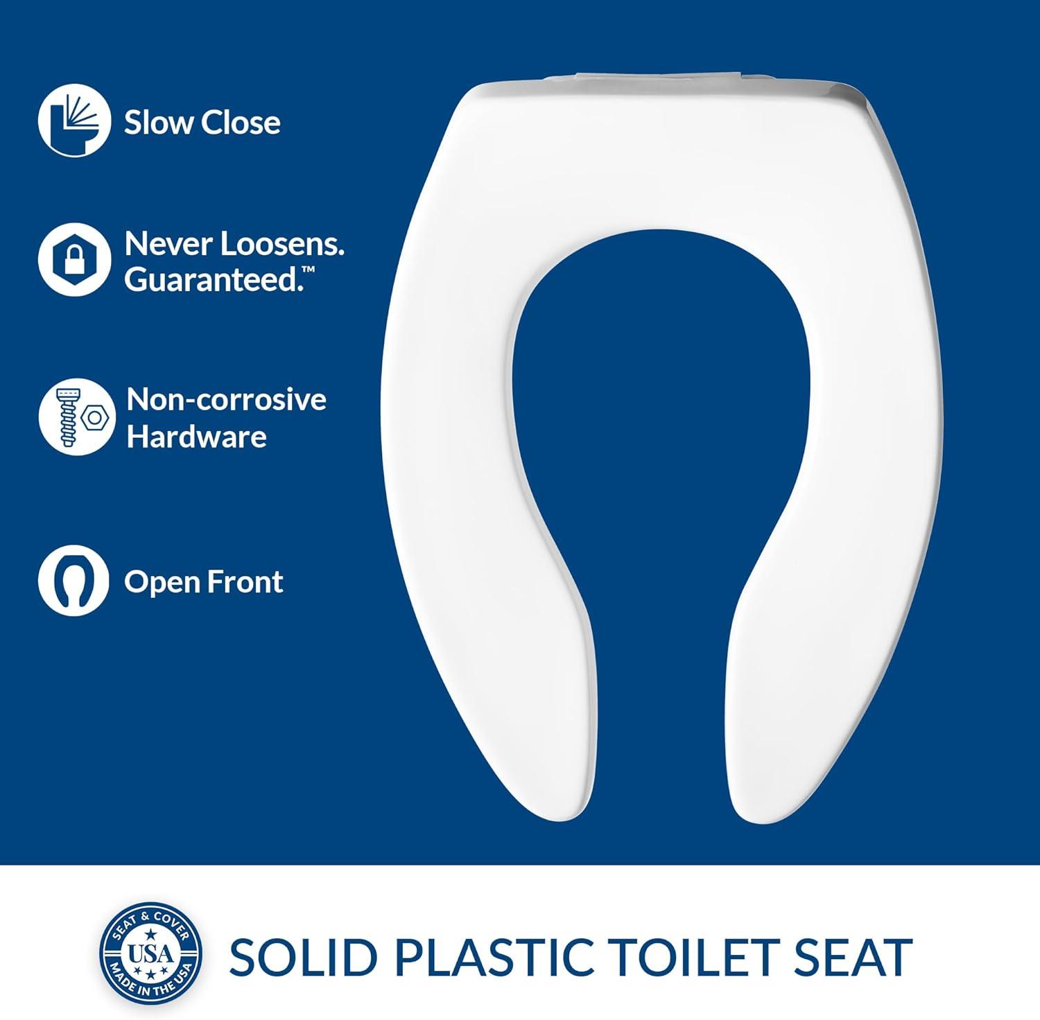 Bemis  Toilet Seat,Elongated Bowl,Open Front 1655SSCT