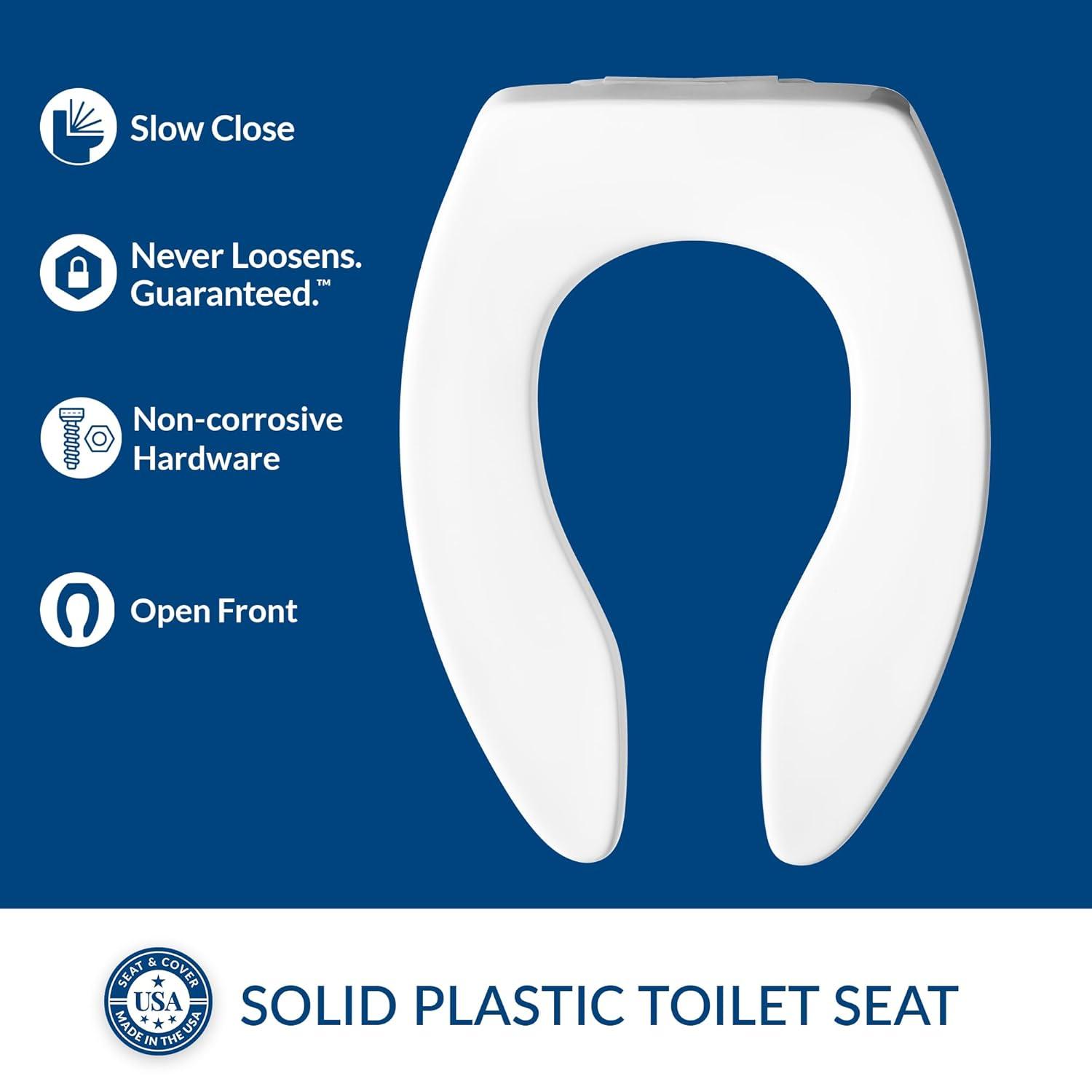 Bemis Toilet Seat,Elongated Bowl,Open Front 1655SSCT