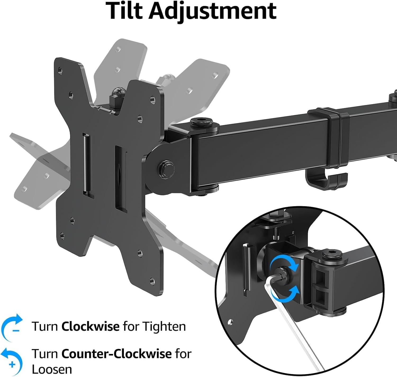 MOUNTUP Dual Monitor Stand - Freestanding & Height Adjustable Monitor Desk Mount, Steady VESA Mount Holds Max 17.6 lbs, Computer Monitor Stand for 2 Screens up to 27 inches, MU1002