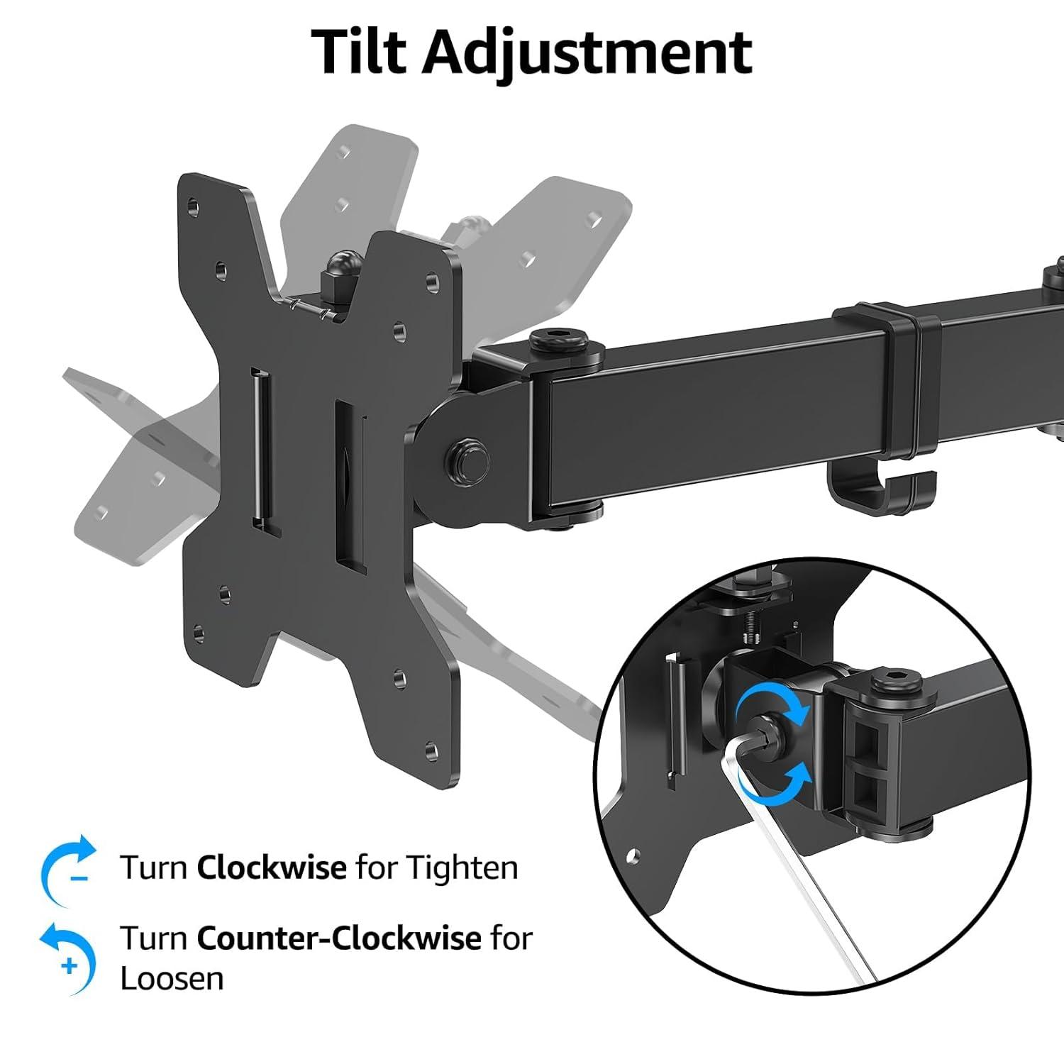 MOUNTUP Dual Monitor Stand - Freestanding & Height Adjustable Monitor Desk Mount, Steady VESA Mount Holds Max 17.6 lbs, Computer Monitor Stand for 2 Screens up to 27 inches, MU1002