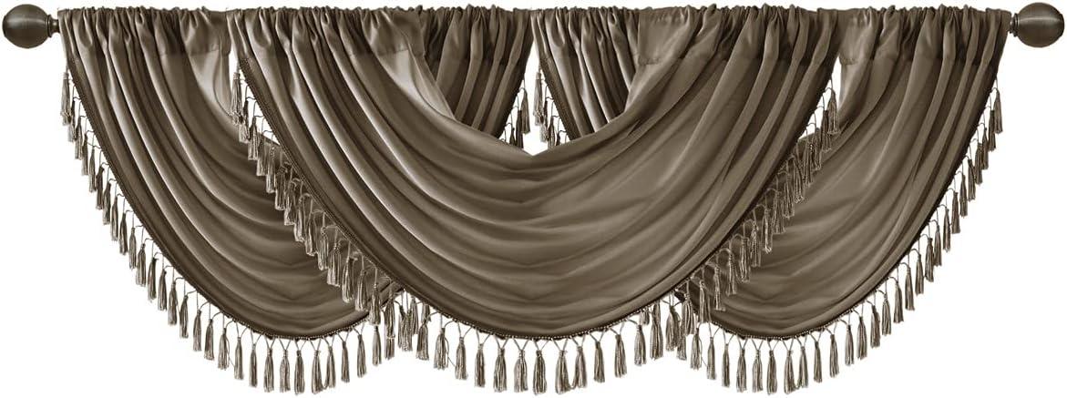 Madison Park Elena Faux Silk Waterfall Embellished 38'' W Window Valance