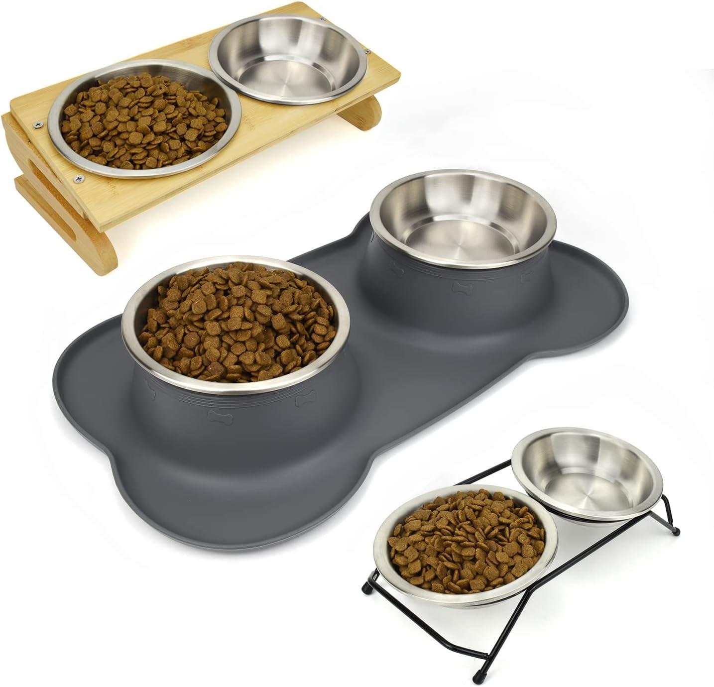 Stainless Steel Cat Bowls 4 Pack, Whisker Fatigue Relief Cat Food Dish, Metal Shallow Wide Large Replacement Plate for Dog and Pet, Ideal for Raised Elevated Pet Feeding Station Stand