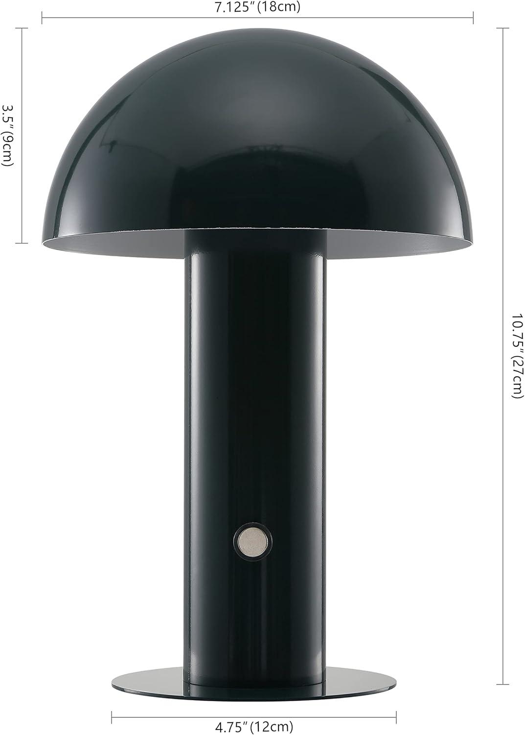 JONATHAN Y JYL7115D Boletus 10.75" Contemporary Bohemian Rechargeable/Cordless Portable Iron Integrated LED Mushroom Table Lamp Modern, Coastal Bedside Desk Nightstand Lamp, Forest Green